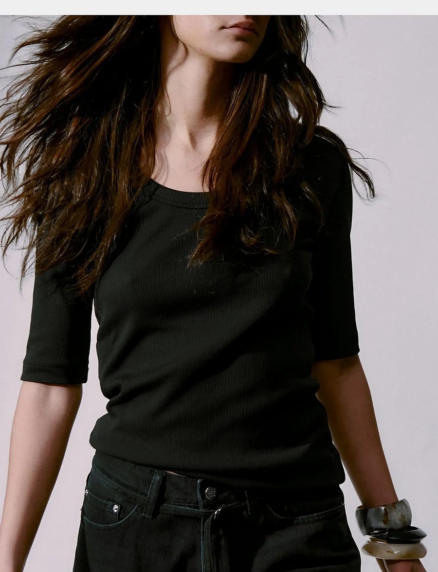 Day Birger et Mikkelsen - Fine - Classic Rib - t-shirts - black - 0