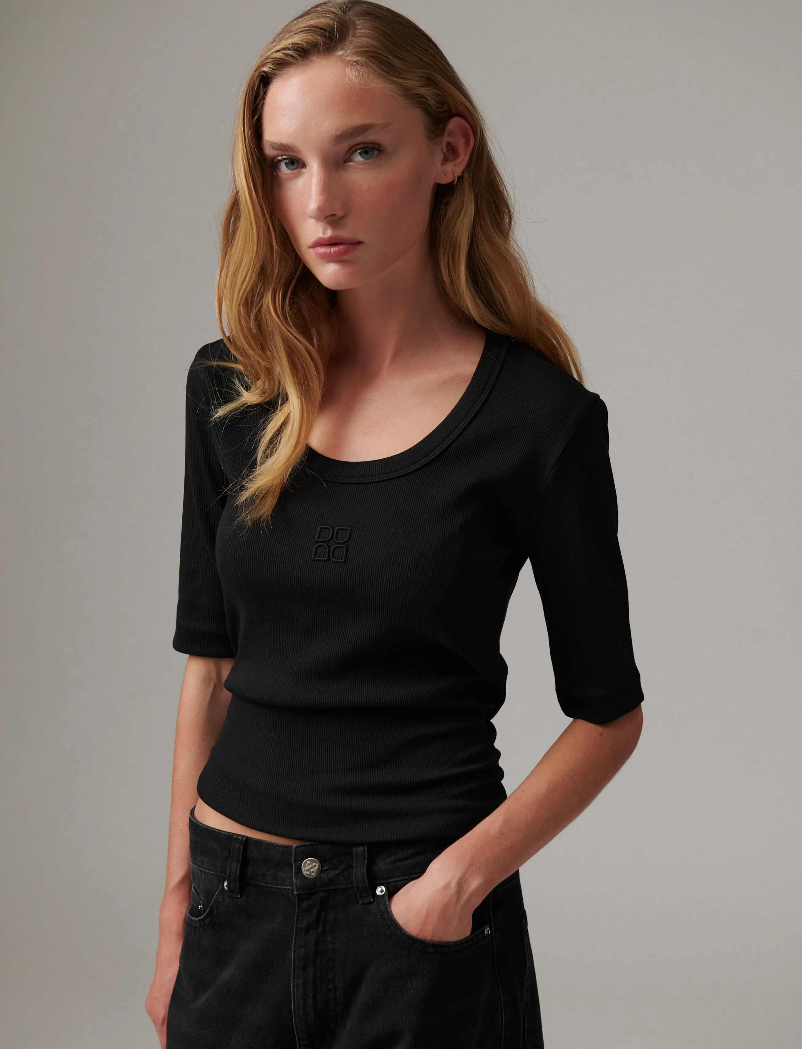 Day Birger et Mikkelsen - Fine - Classic Rib - t-shirts - black - 5
