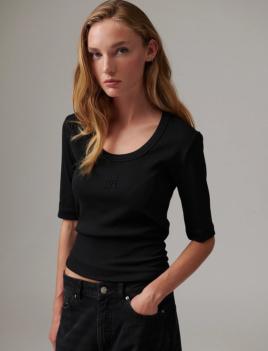 Day Birger et Mikkelsen - Fine - Classic Rib - t-shirts - black - 5