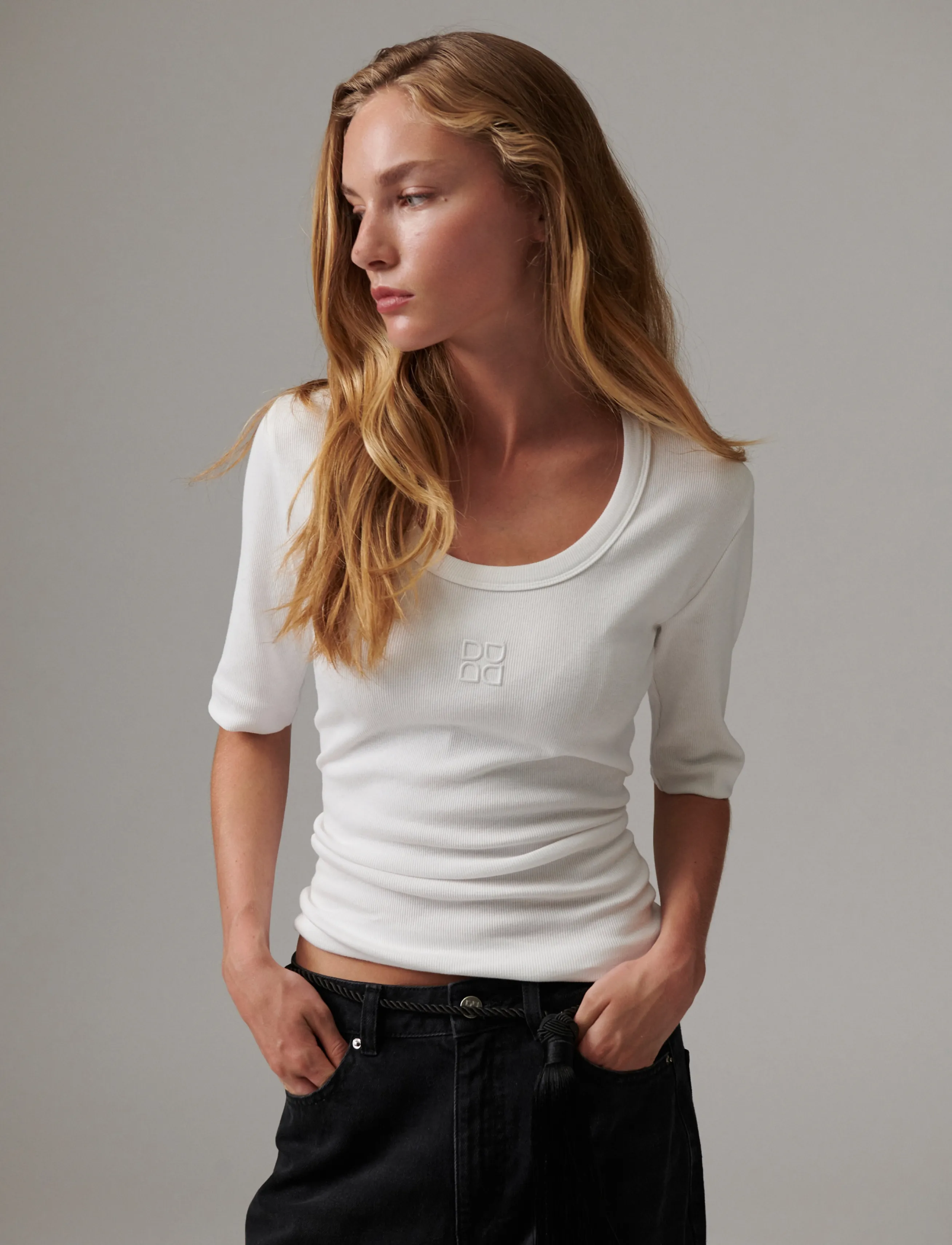 Day Birger et Mikkelsen - Fine - Classic Rib - t-shirts - bright white - 5
