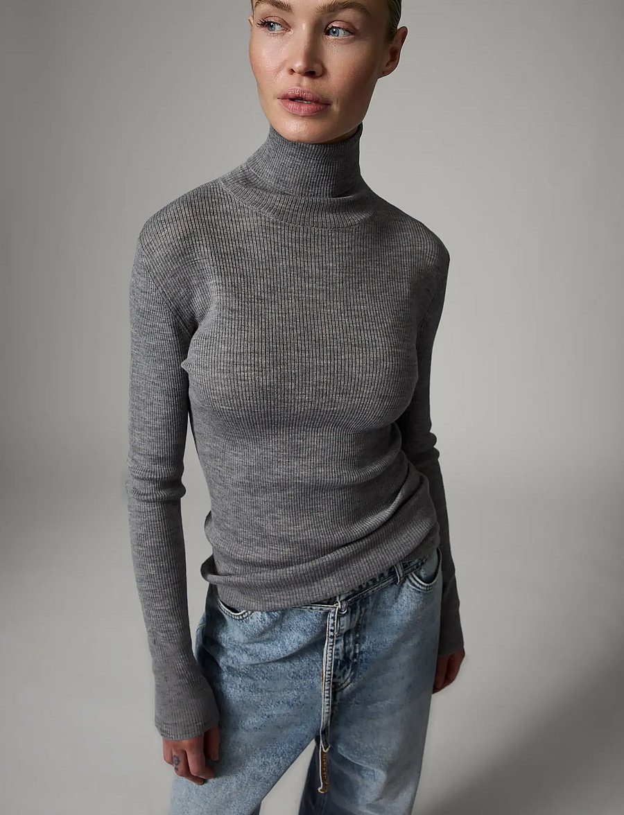 Day Birger et Mikkelsen - Sierra - Daily Elements - rollkragenpullover - medium grey melange - 0