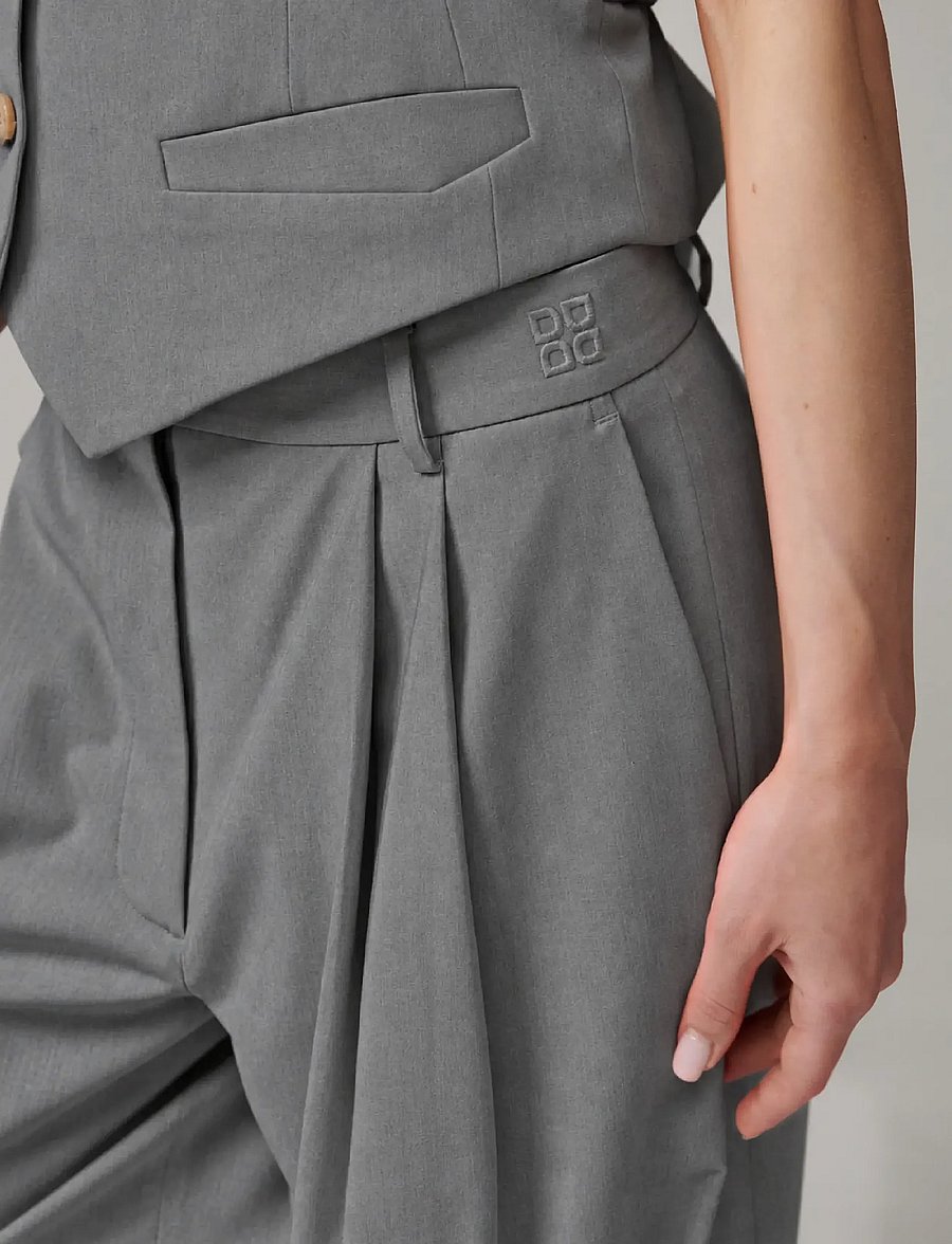 Day Birger et Mikkelsen - Enora - Classic Gab - barrel-püksid - medium grey melange - 3