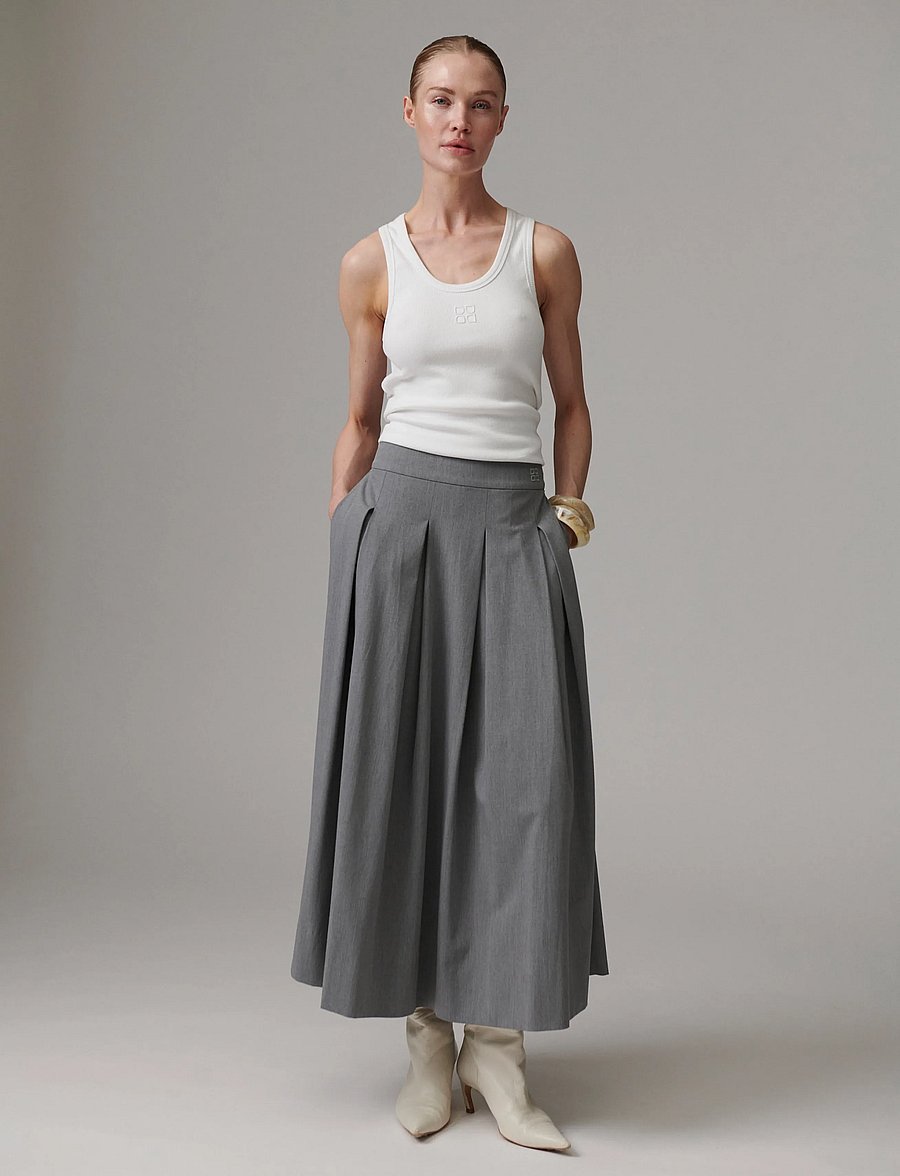Day Birger et Mikkelsen - Chai - Classic Gab - midi-röcke - medium grey melange - 2