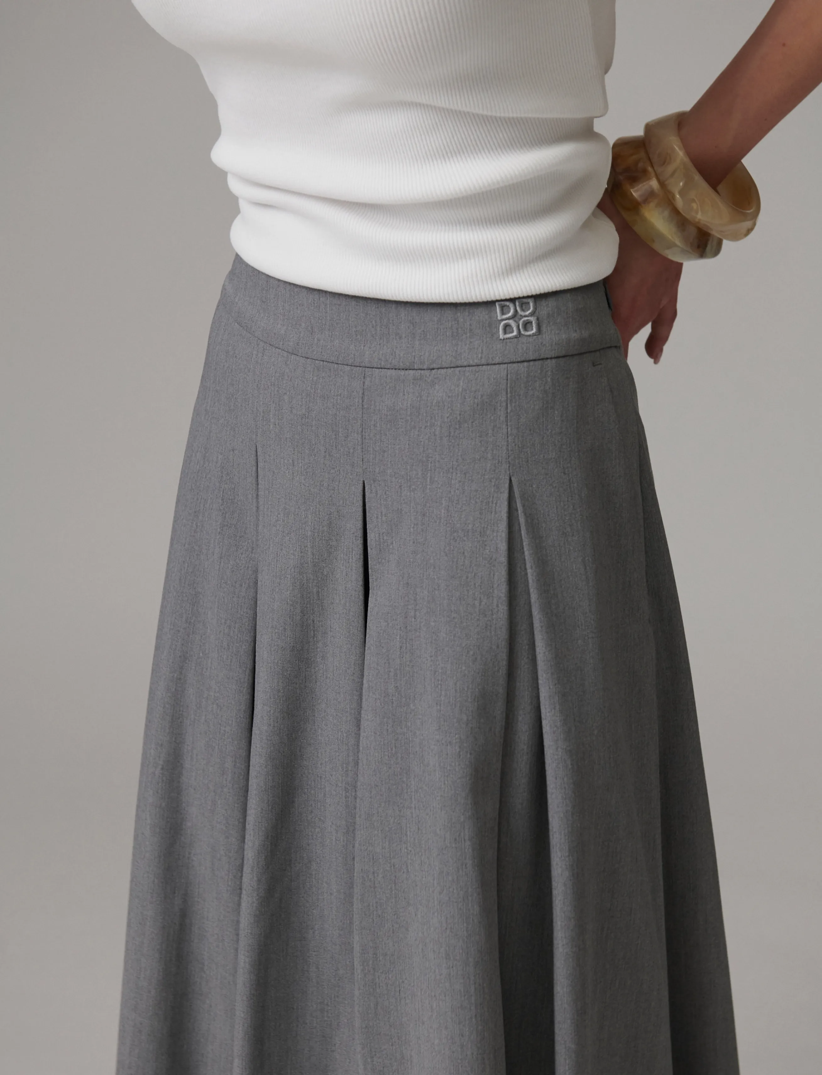 Day Birger et Mikkelsen - Chai - Classic Gab - pleated skirts - medium grey melange - 3