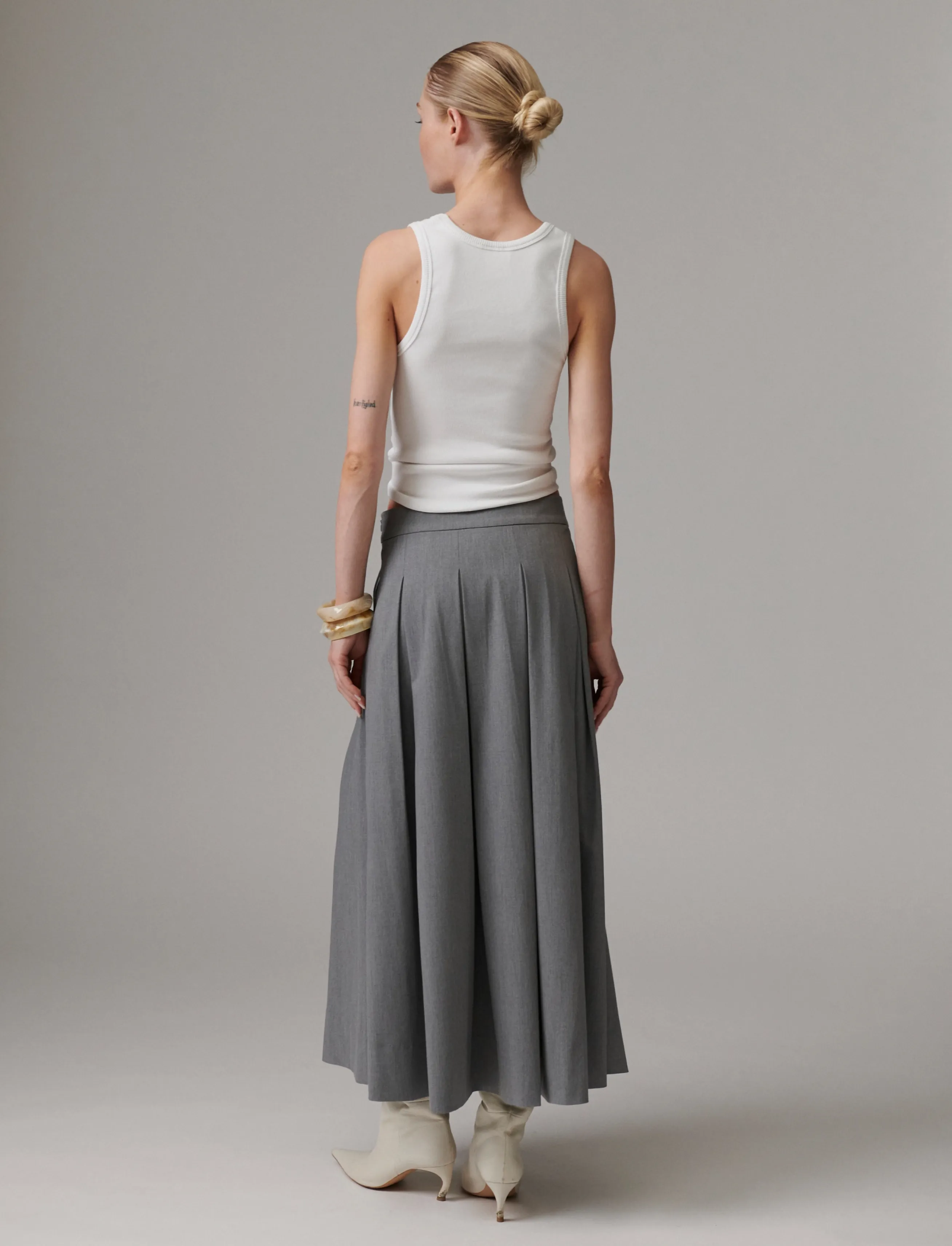 Day Birger et Mikkelsen - Chai - Classic Gab - pleated skirts - medium grey melange - 4
