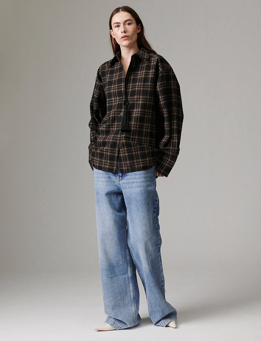 Day Birger et Mikkelsen - Henri - Flannel Luxe - langärmlige hemden - ebony - 0