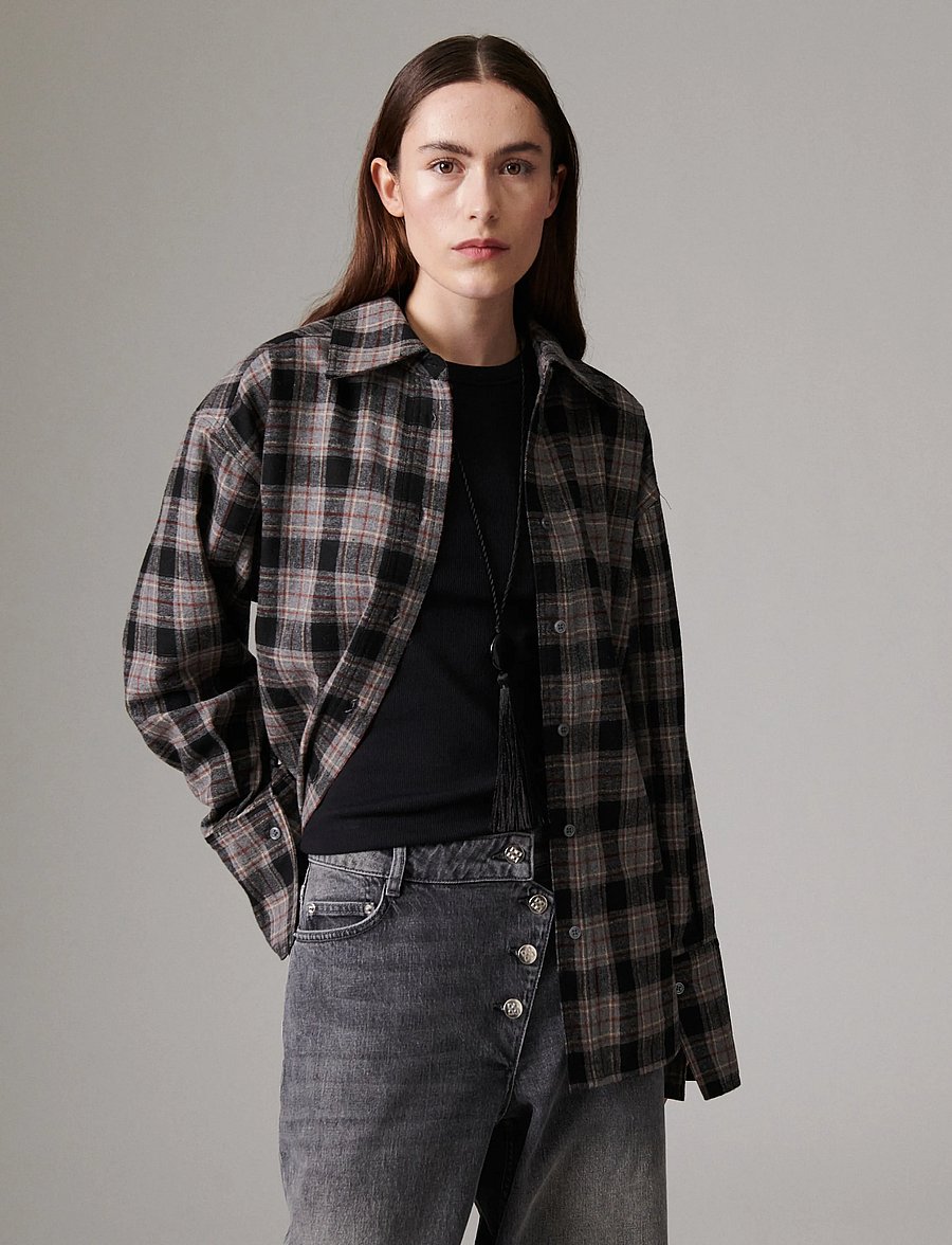 Day Birger et Mikkelsen - Henri - Flannel Luxe - langärmlige hemden - medium grey melange - 0