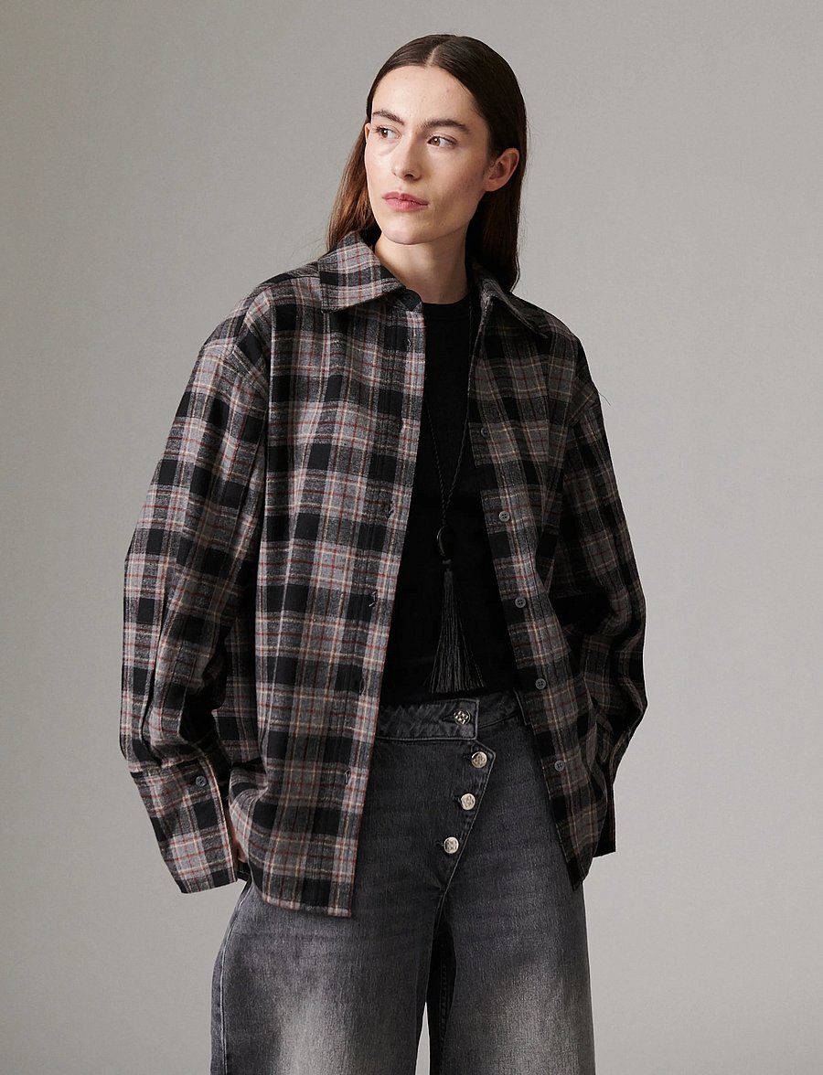 Day Birger et Mikkelsen - Henri - Flannel Luxe - langärmlige hemden - medium grey melange - 5