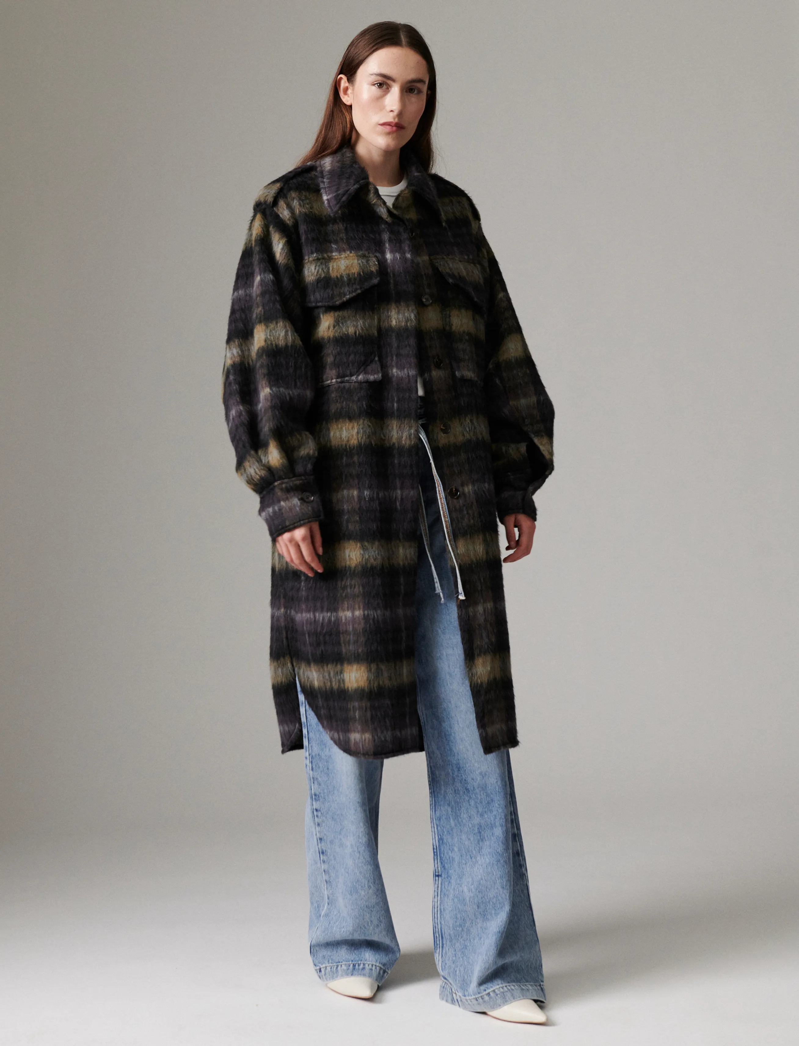 Day Birger et Mikkelsen Josiah - Fluffy Flannel - Modetrender - MEDIUM GREY MELANGE / grey