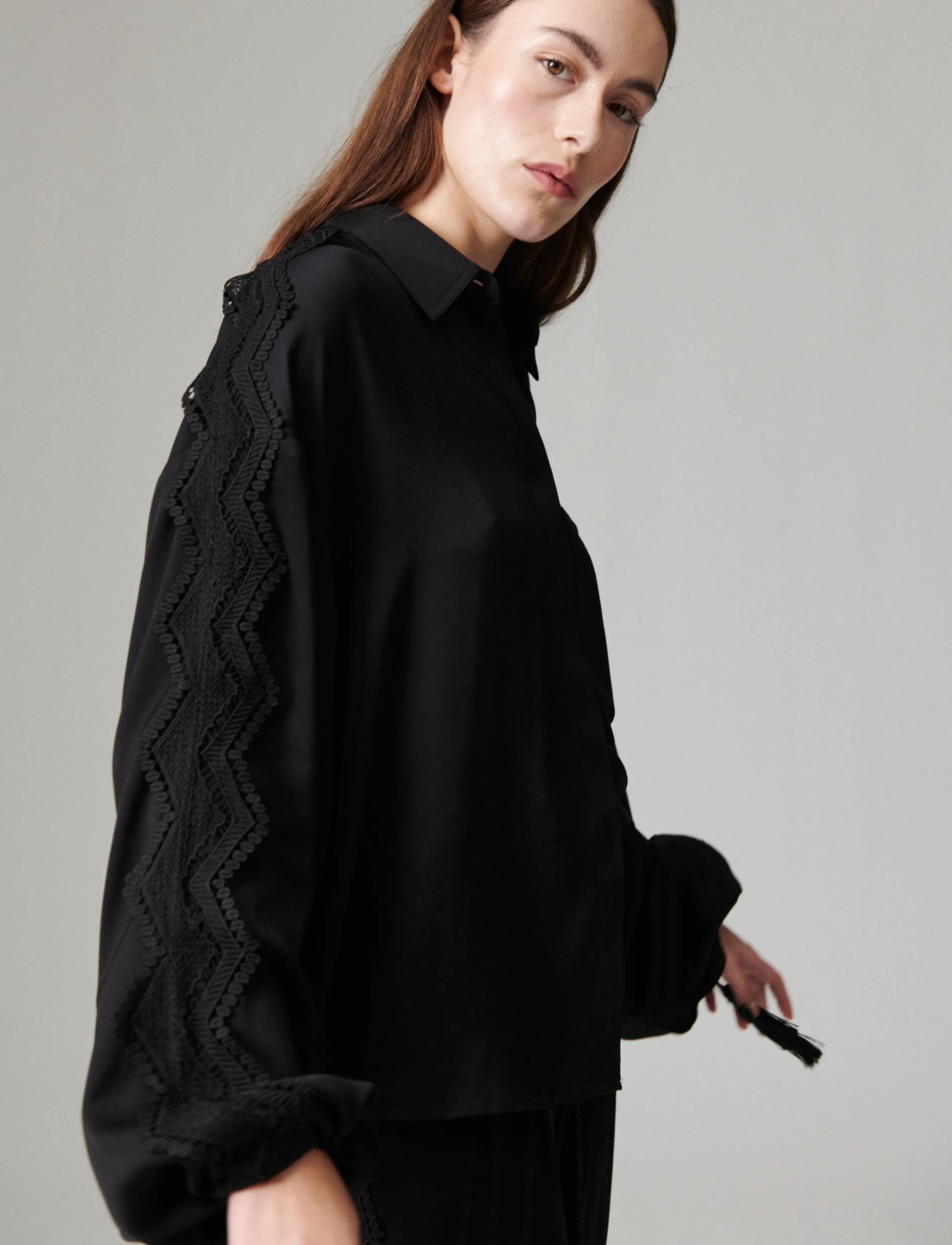 Day Birger et Mikkelsen - Mikana - Matte Crepe - långärmade blusar - black - 5
