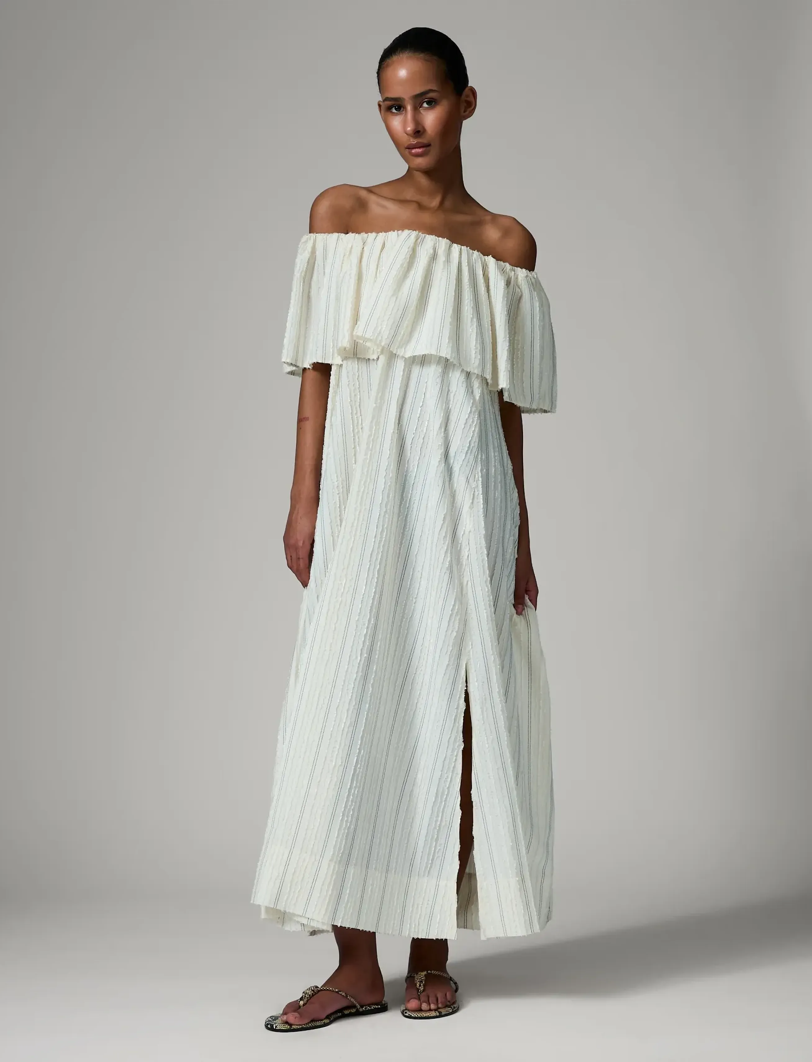 Day Birger et Mikkelsen Chrissi- Raw Stripes, 40, Dresses, Creme - Maxi Dress, Frauen