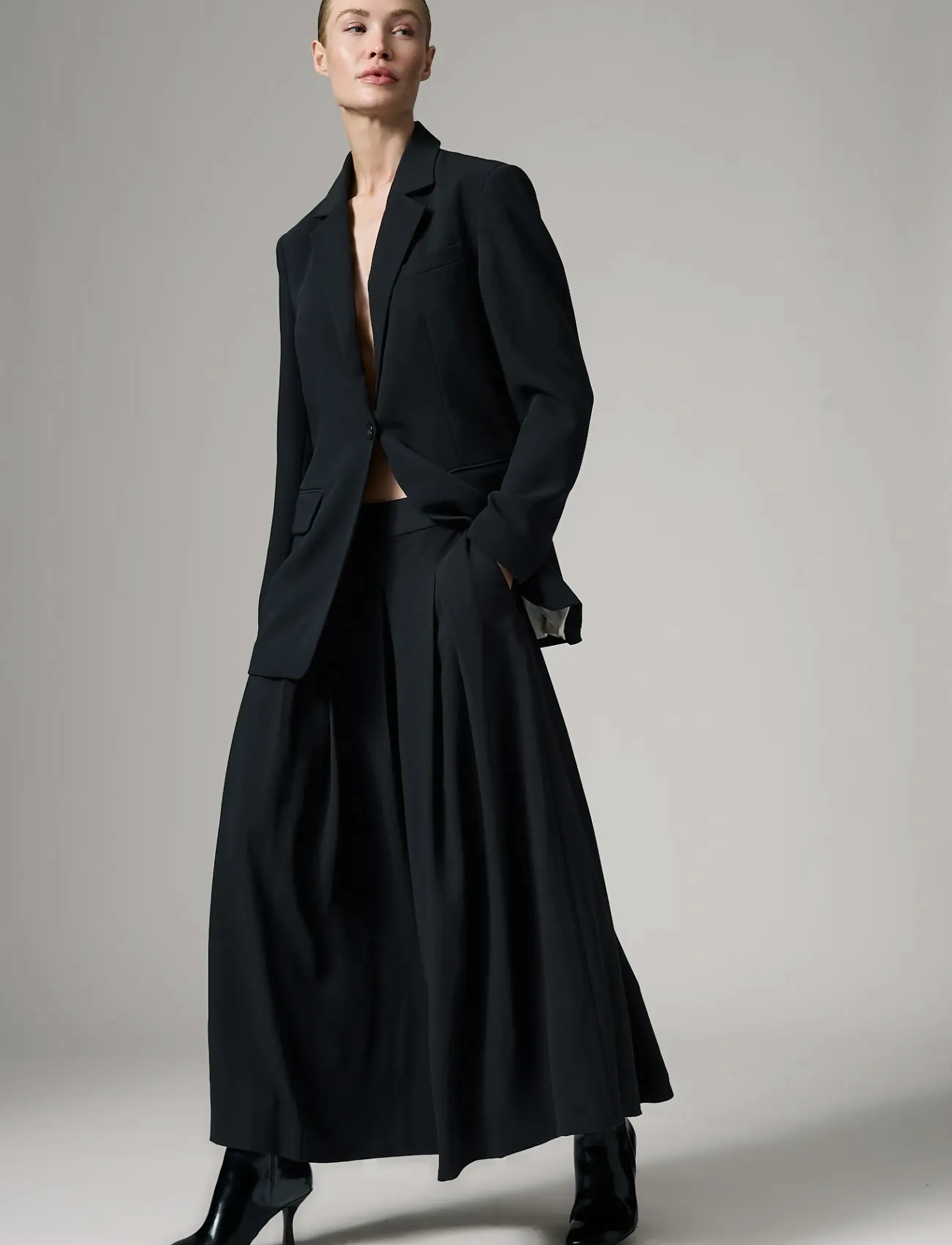 Day Birger et Mikkelsen Chai - Classic Gabardine - Midi-Röcke - BLACK / black