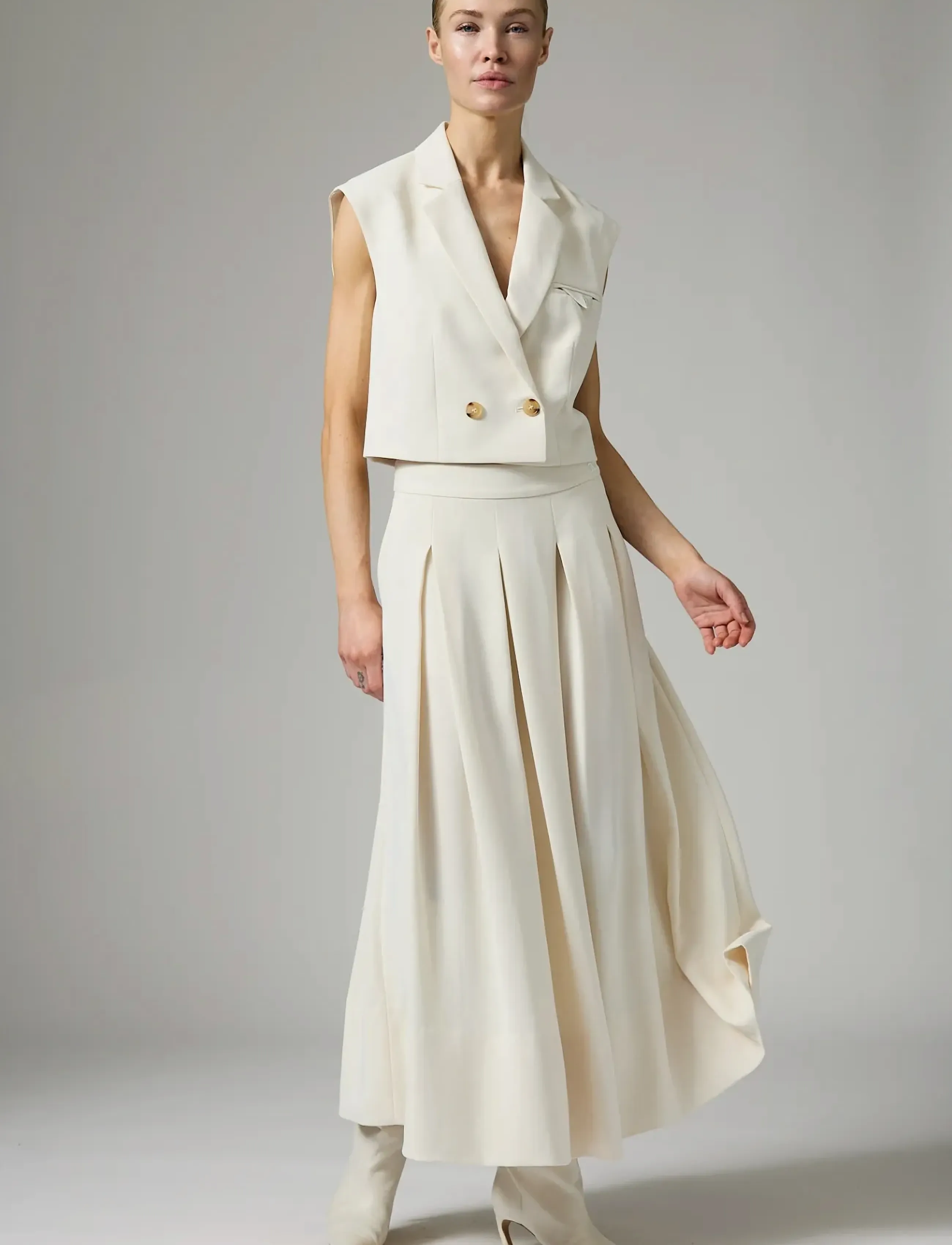 Day Birger et Mikkelsen - Chai - Classic Gabardine - pleated skirts - ivory shade - 5