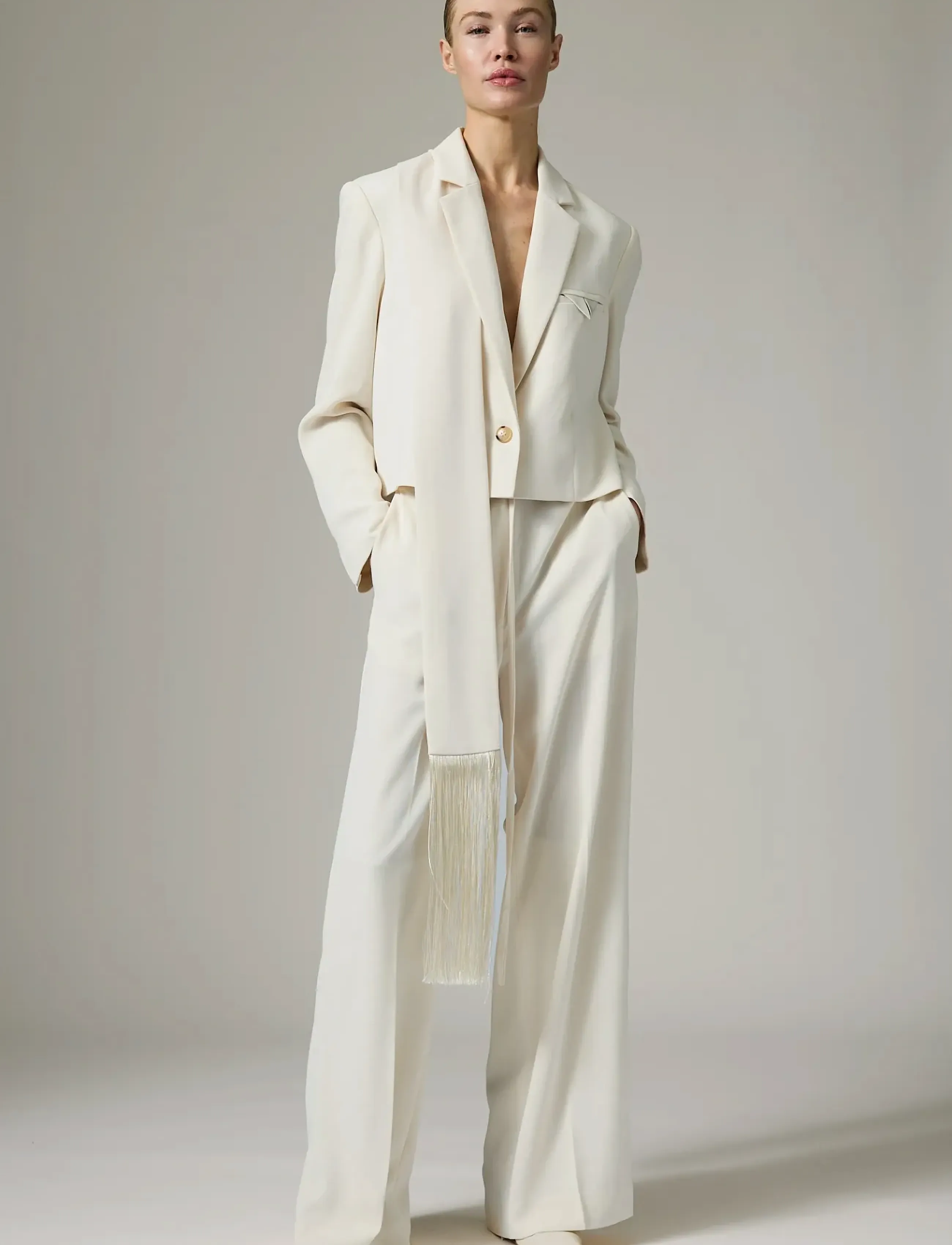 Day Birger et Mikkelsen Dayedie Classic Gabardine, 32, Designer, Creme - Cropped Blazer, Frauen