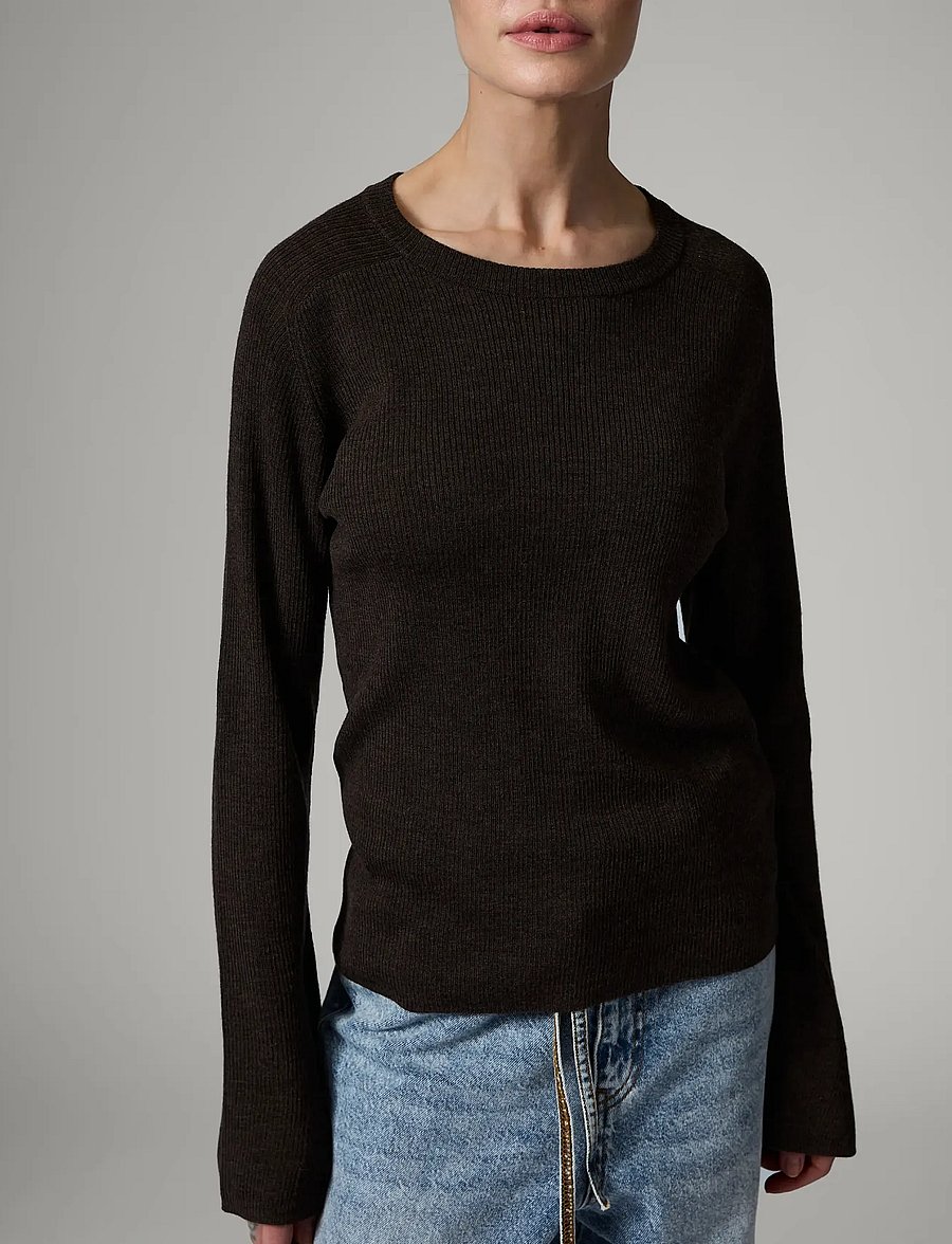 Day Birger et Mikkelsen - Anabelle Rib - Daily Elements - pullover - dark brown melange - 4