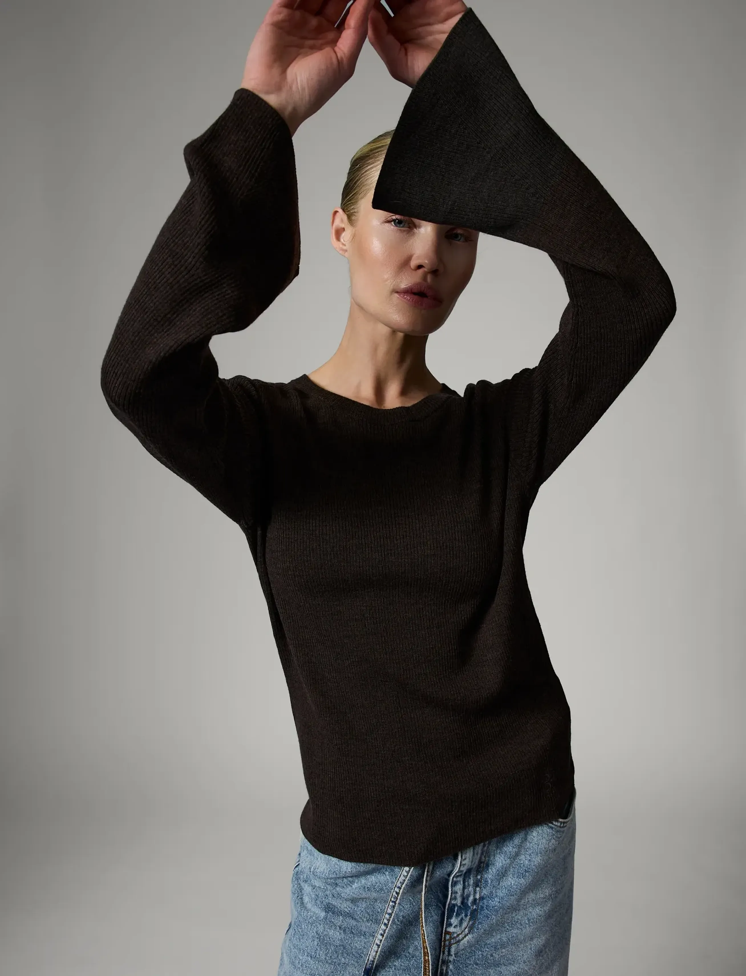Day Birger et Mikkelsen - Anabelle Rib - Daily Elements - pullover - dark brown melange - 5