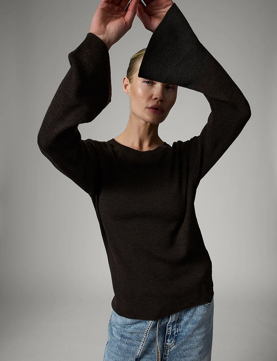 Day Birger et Mikkelsen - Anabelle Rib - Daily Elements - pullover - dark brown melange - 5