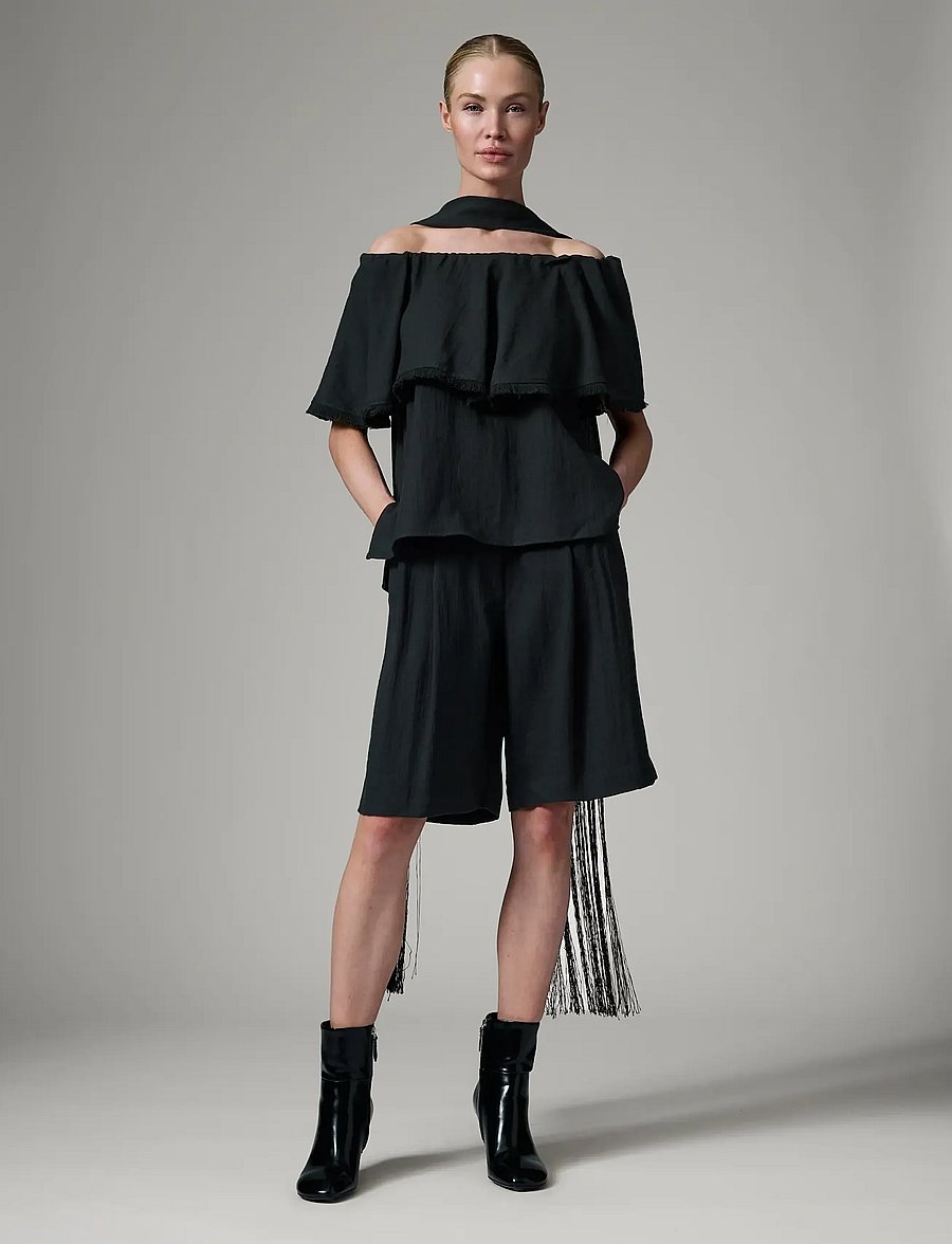 Day Birger et Mikkelsen - Hera - Contrast Linen - kurzärmelige blusen - black - 0