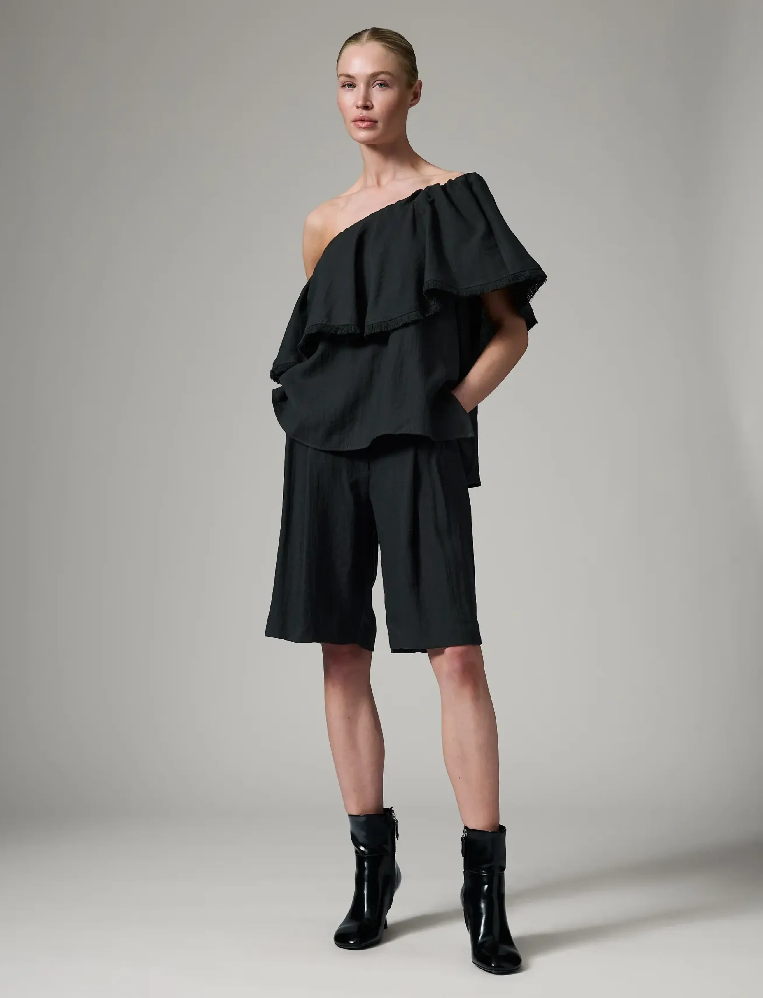 Day Birger et Mikkelsen - Hera - Contrast Linen - kurzämlige blusen - black - 4