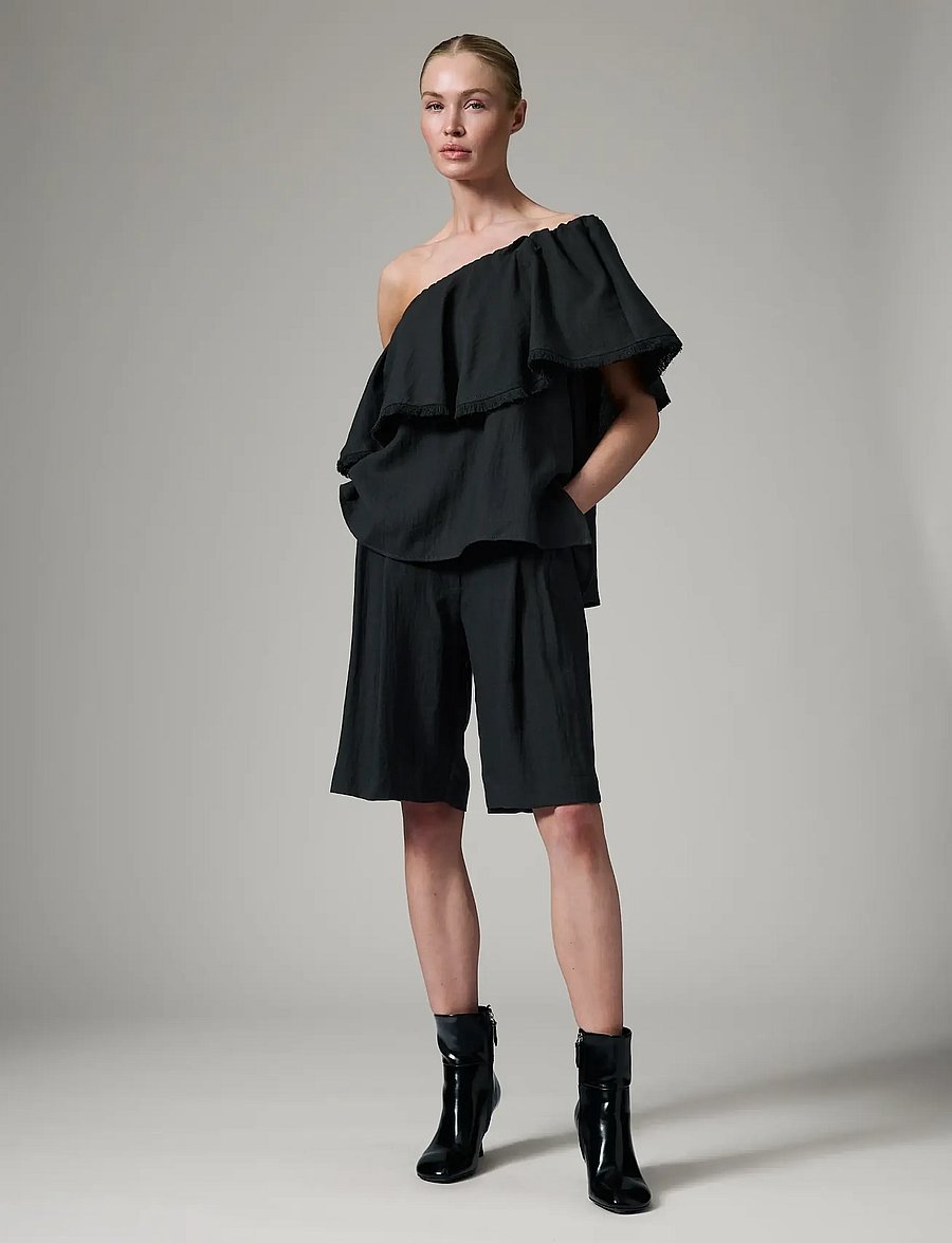 Day Birger et Mikkelsen - Hera - Contrast Linen - kurzärmelige blusen - black - 4