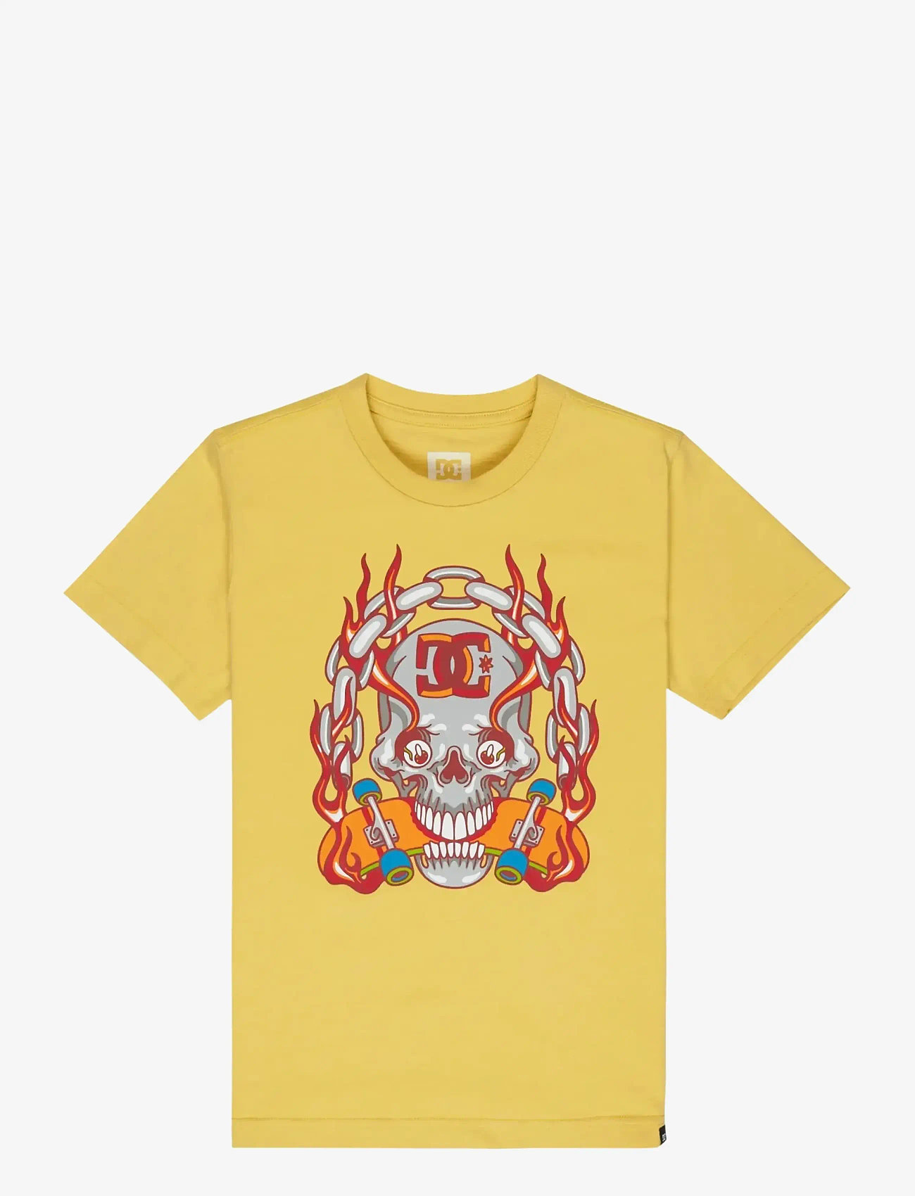 DC - BURNING SKULL YOUTH HSS - kortærmede t-shirts - dusky citron - 1