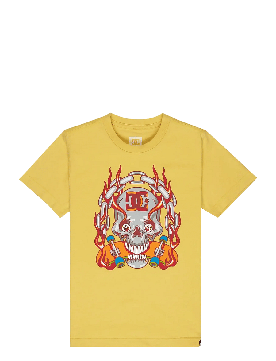 DC - BURNING SKULL YOUTH HSS - kurzärmelig - dusky citron - 1
