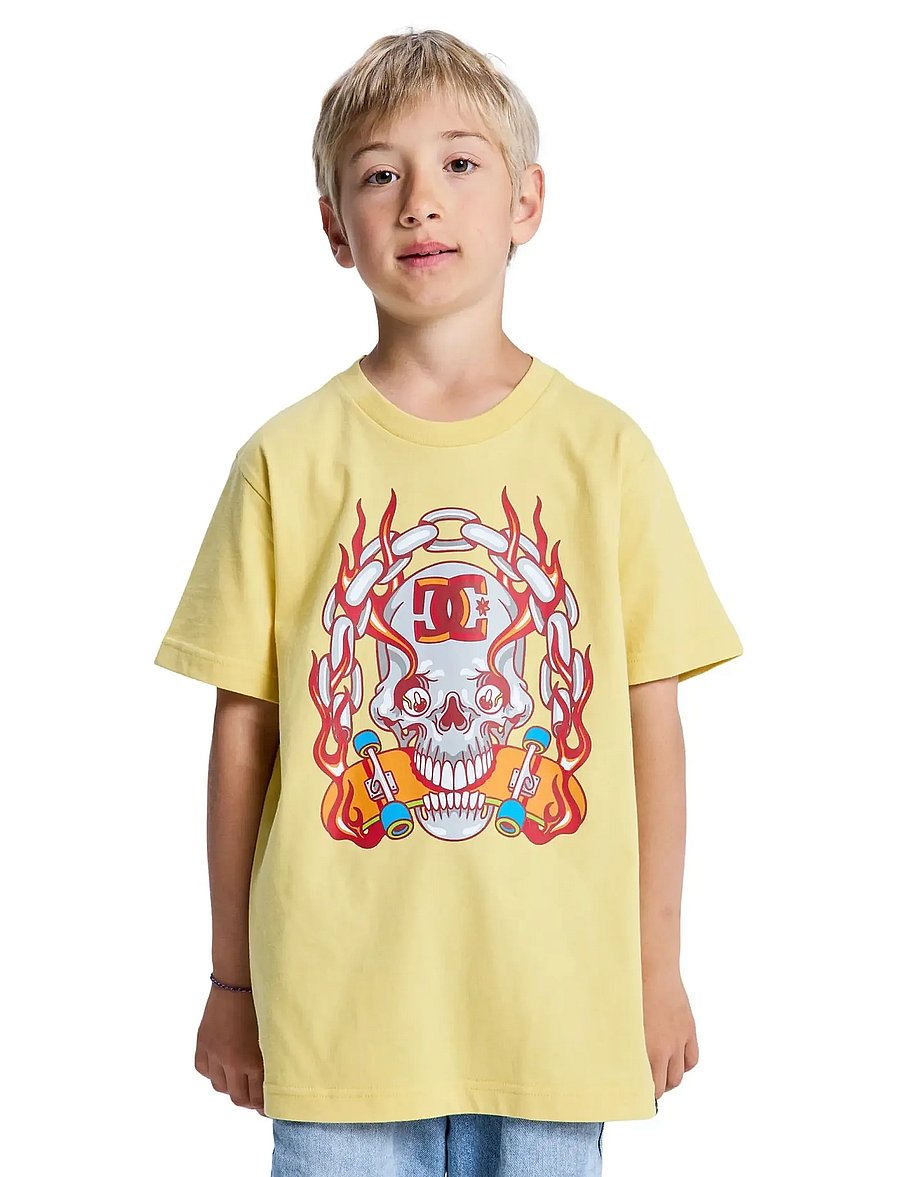 DC - BURNING SKULL YOUTH HSS - kurzärmelig - dusky citron - 0