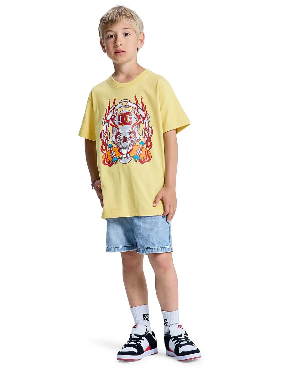 DC - BURNING SKULL YOUTH HSS - kurzärmelig - dusky citron - 3