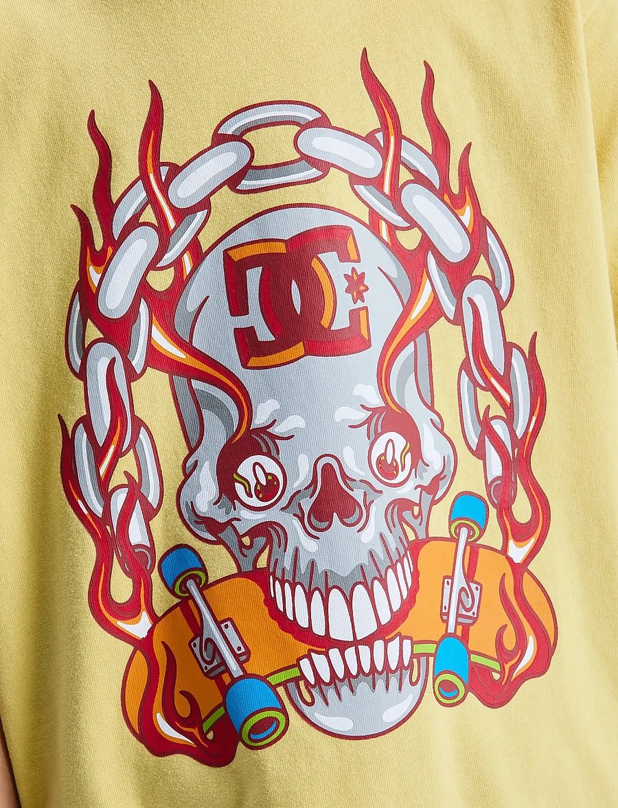 DC - BURNING SKULL YOUTH HSS - kurzärmelig - dusky citron - 5