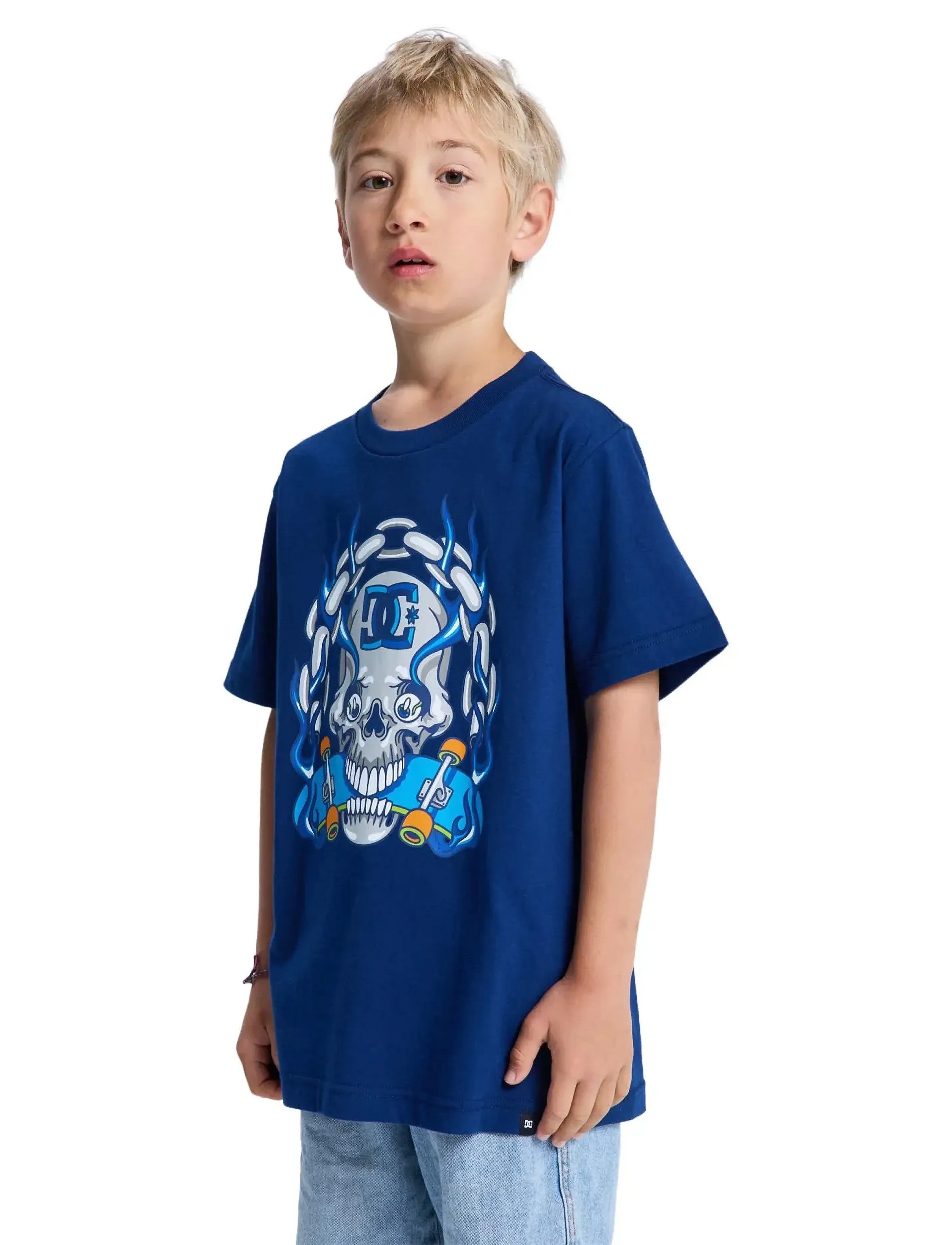 DC - BURNING SKULL YOUTH HSS - kortermede t-skjorter - estate blue - 4