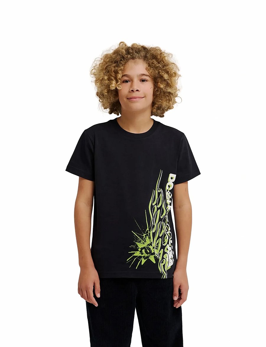 DC - DC SIDE FLAME HSS YTH - kortärmade t-shirts - black - 0