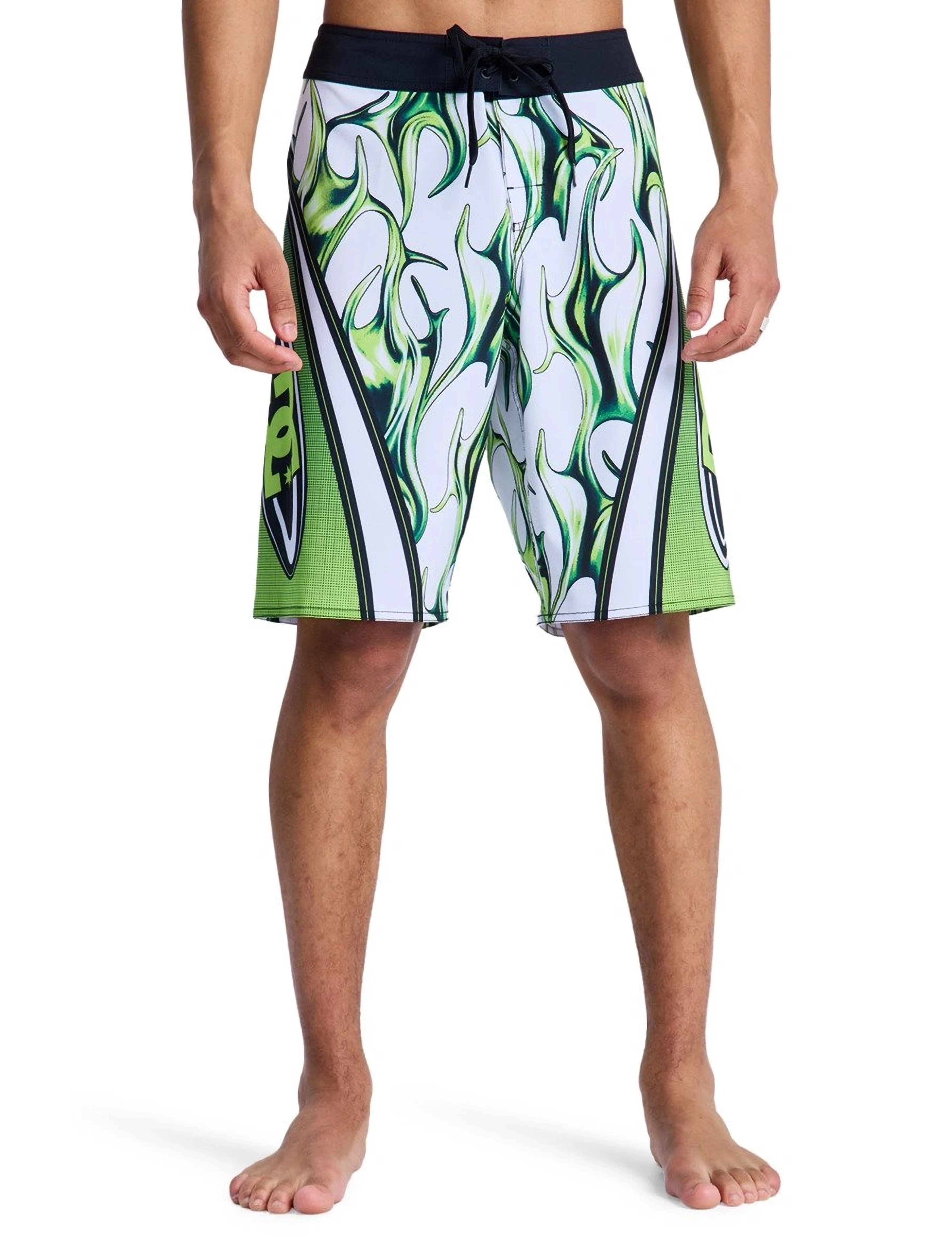 DC Sylem 21, Mænd, Flammeprint Board Shorts, Grøn, Str: 32