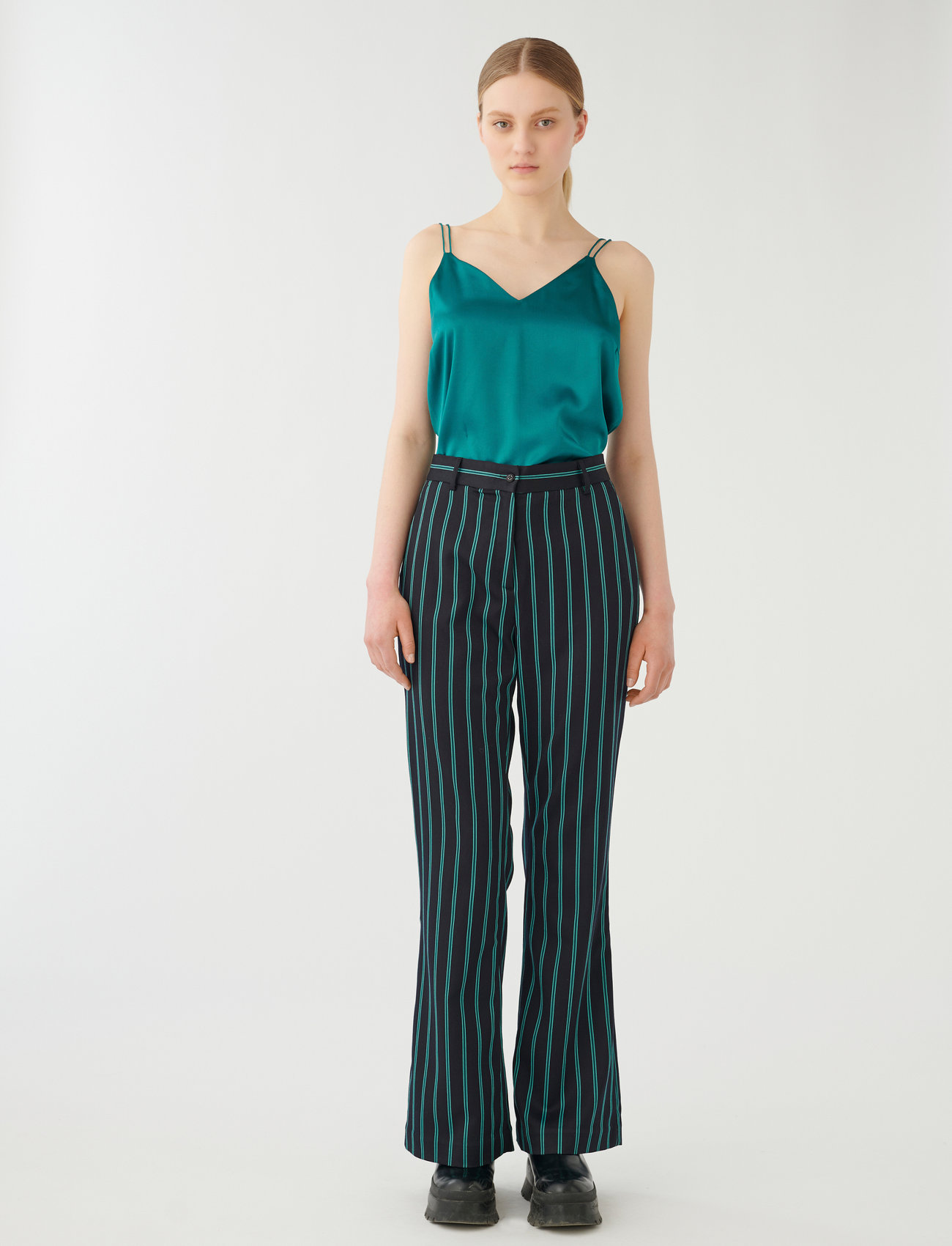 Dea Kudibal - RIHANNA - pantalons évasés - verdes stripe - 0