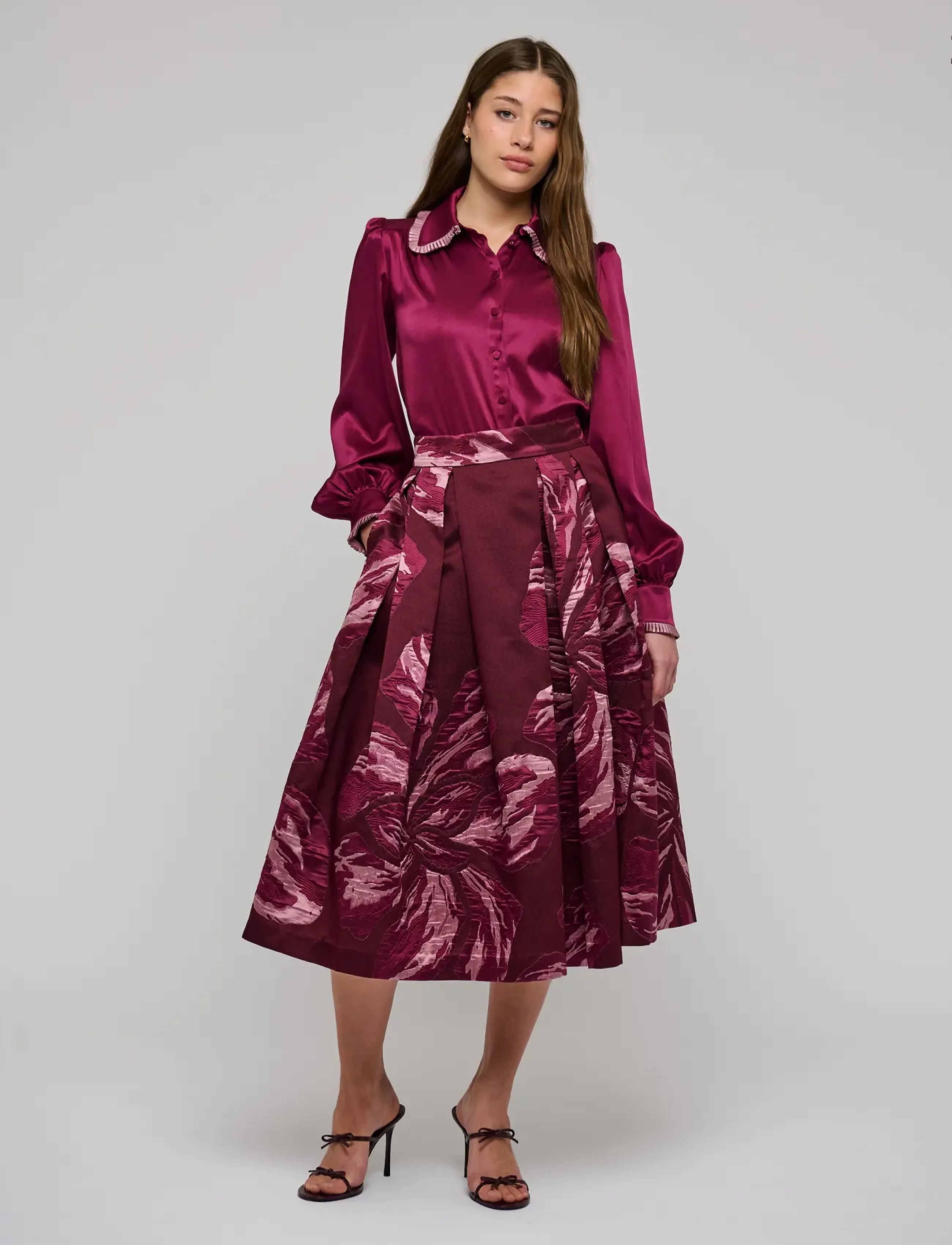 Dea Kudibal ABEYDEA NS - Pleated skirts - GRANDE FLEUR / burgundy