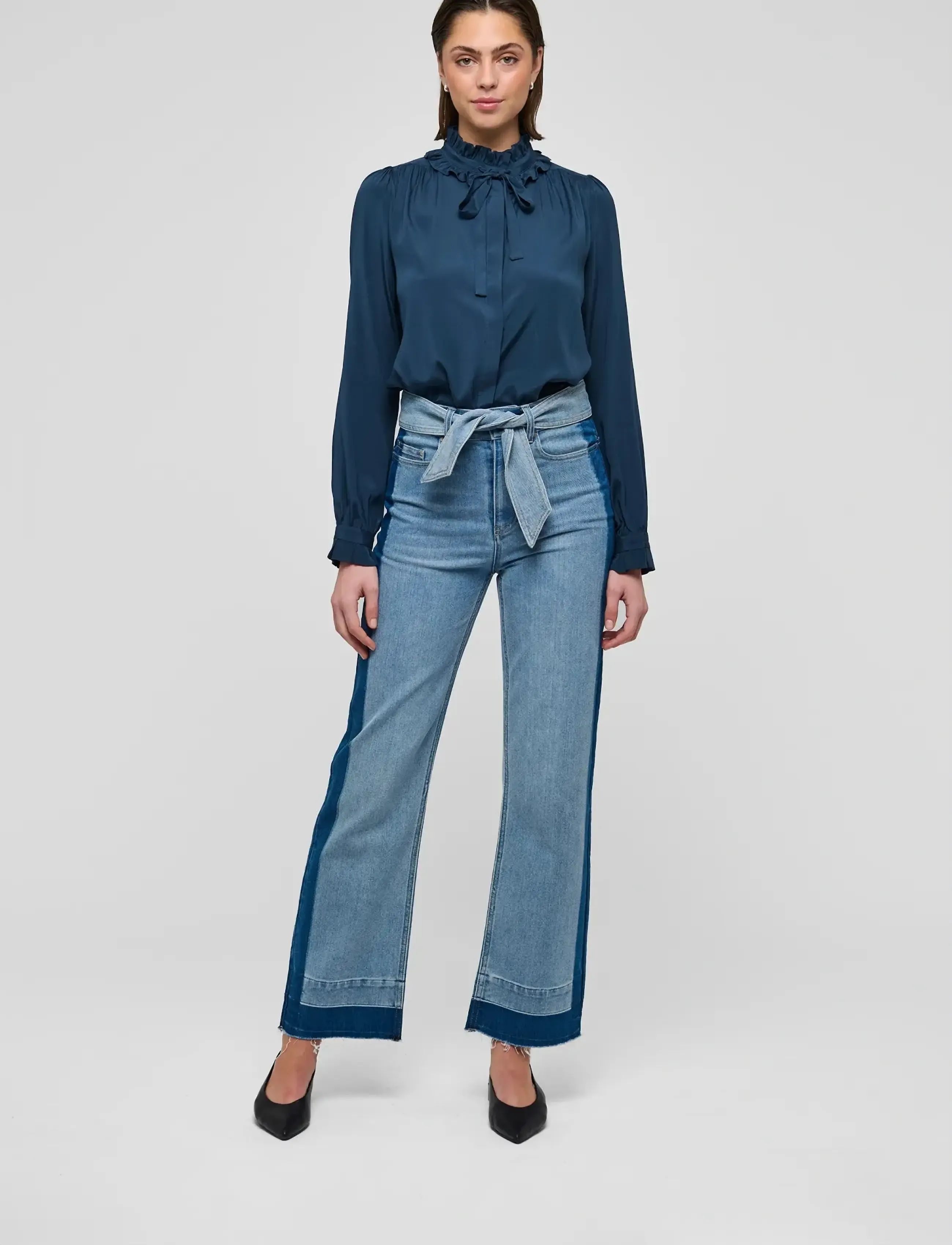 Dea Kudibal Maisasdea, Kvinder, Bindebånds To-Tonede Culotte Jeans, Blå, Str: XS