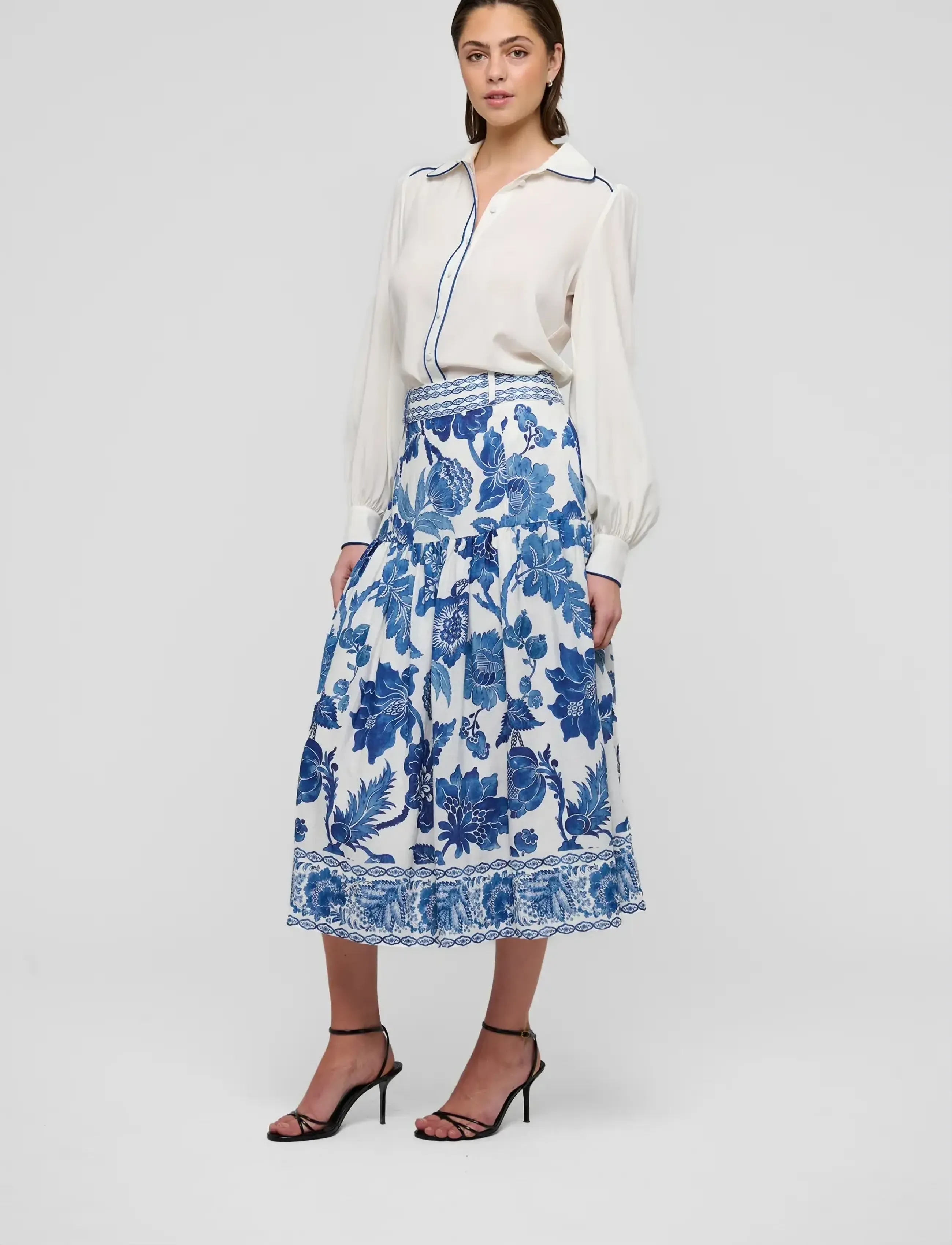 Dea Kudibal PETRINEDEA NS - Maxi skirts - BLOSSOMING / white