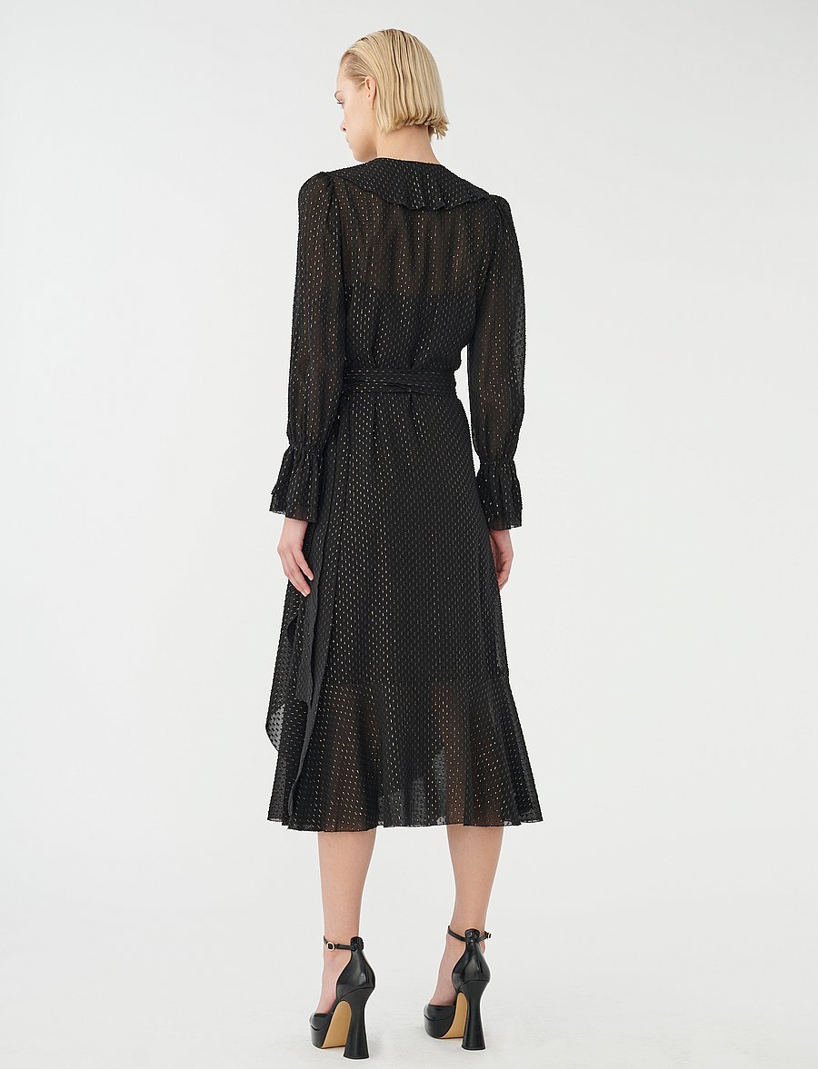 Dea Kudibal - JOSEFINA - wikkeljurken - lurex black - 2