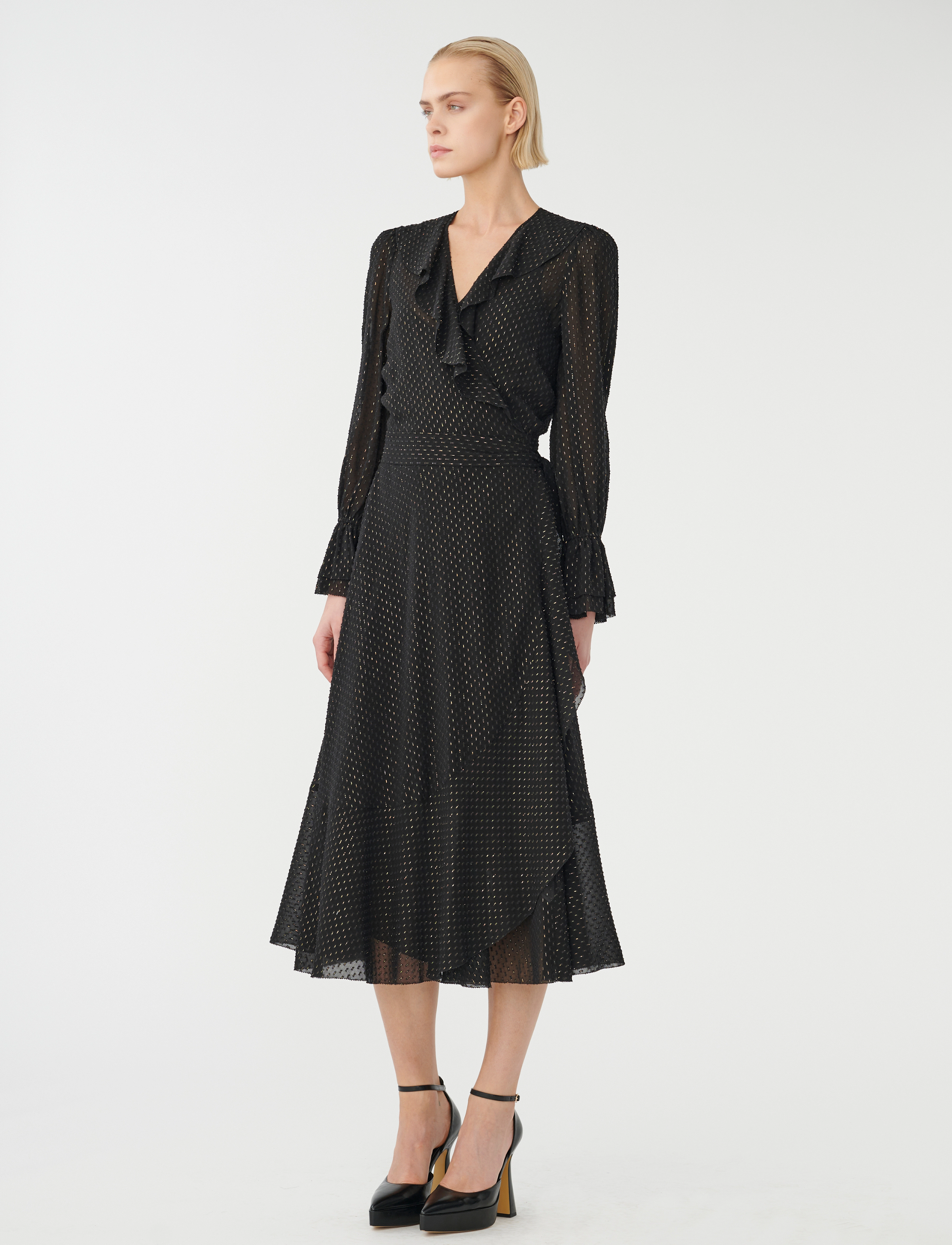Dea Kudibal - JOSEFINA - wikkeljurken - lurex black - 3