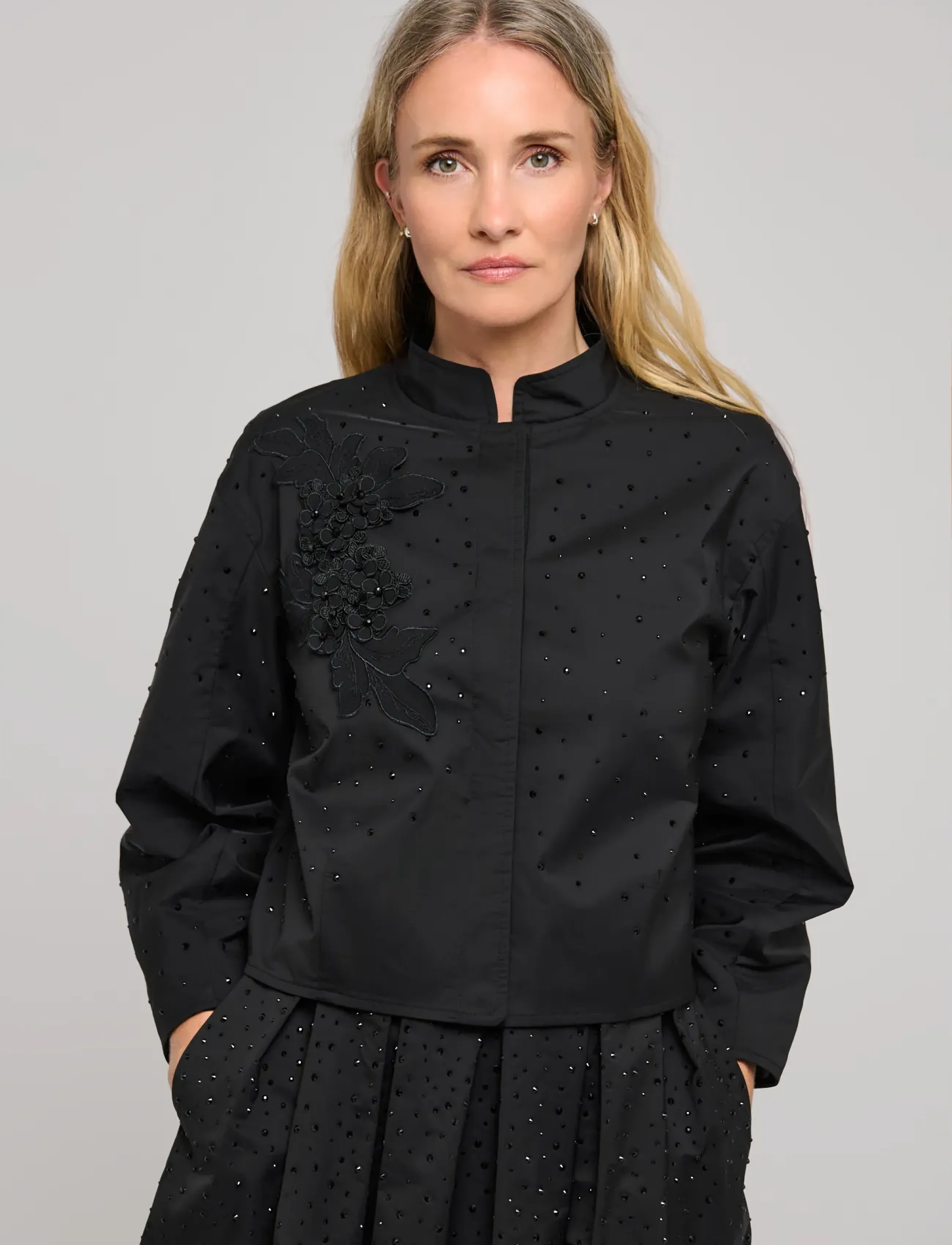Dea Kudibal - SAFADEA NS - enkelknäppta kavajer - black taffeta emb - 0