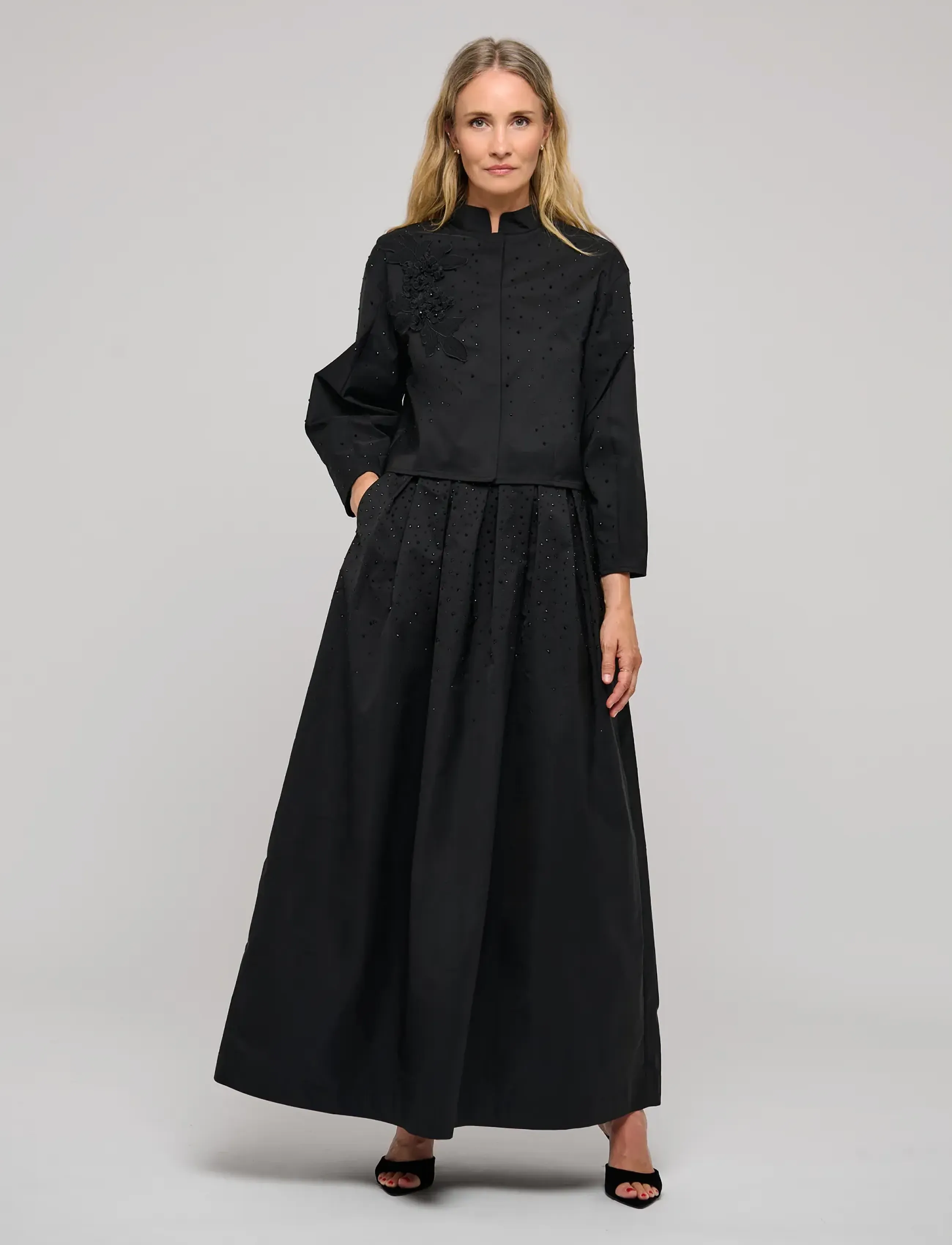 Dea Kudibal - SAFADEA NS - enkelknäppta kavajer - black taffeta emb - 3