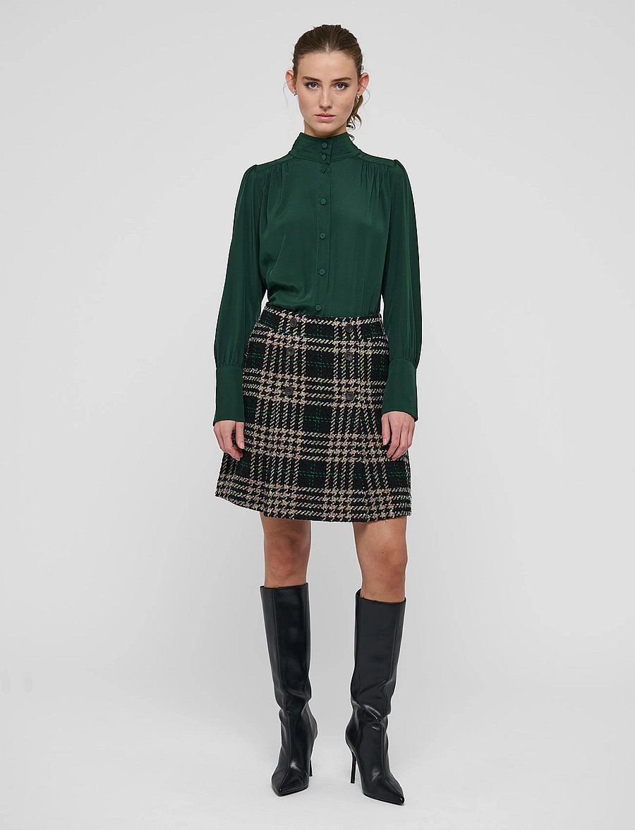 Dea Kudibal - PATRIZIADEA NS - plisserede nederdele - dobby check boucle - 0