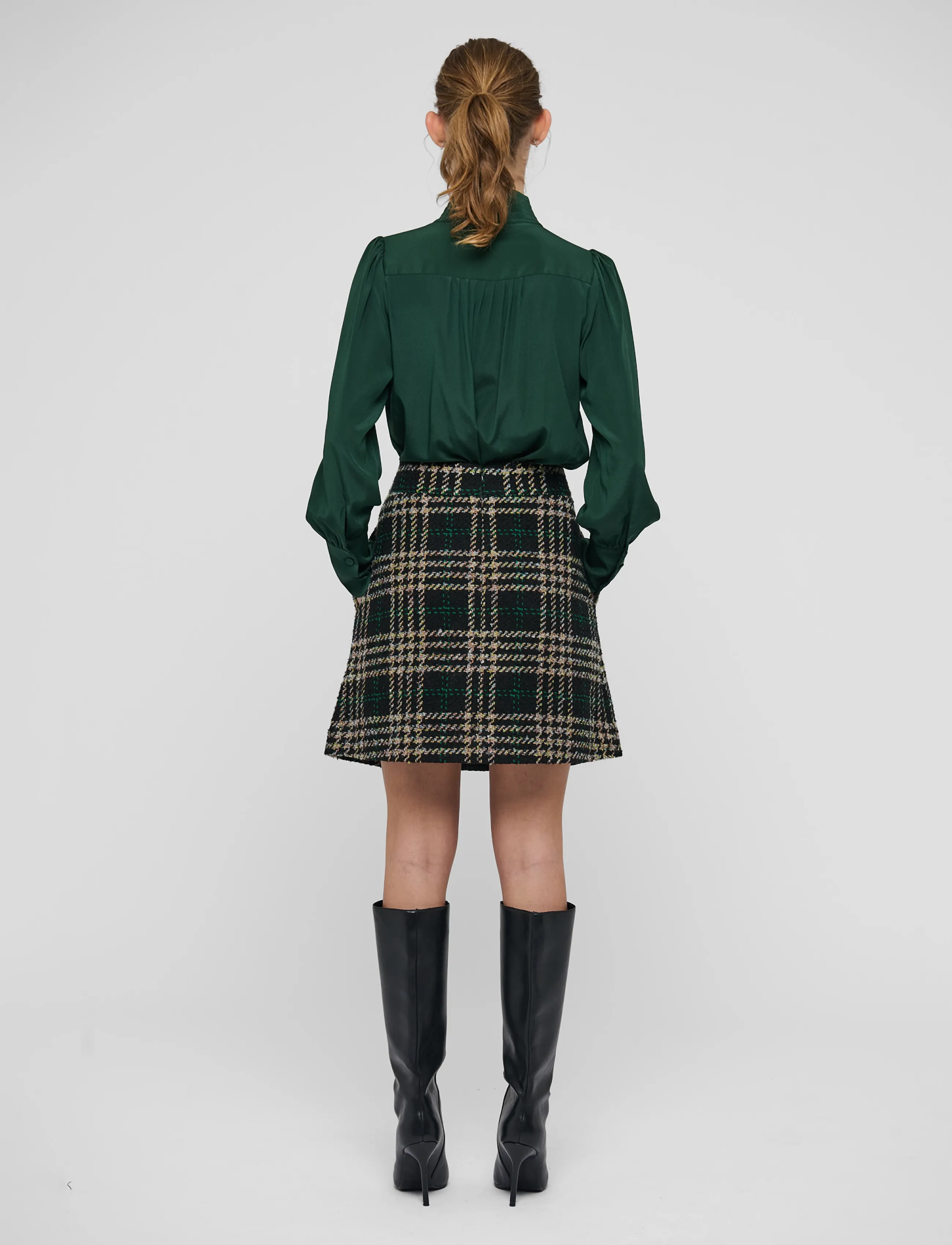 Dea Kudibal - PATRIZIADEA NS - pleated skirts - dobby check boucle - 3