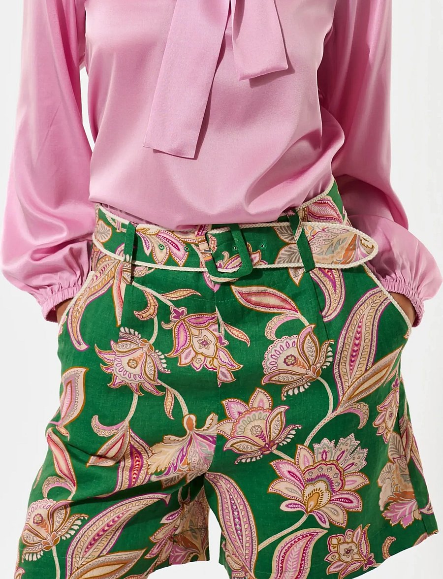 Dea Kudibal - VILLADEA NS - linased lühikesed püksid - paisley full green - 4