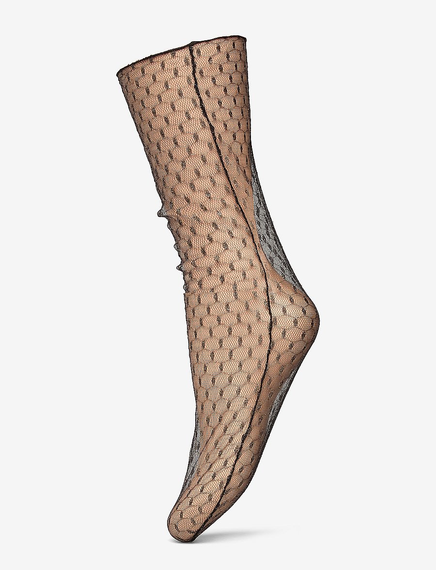Decoy - DECOY ankle fishnet glitter - klassikalised sokid - black-gold - 0