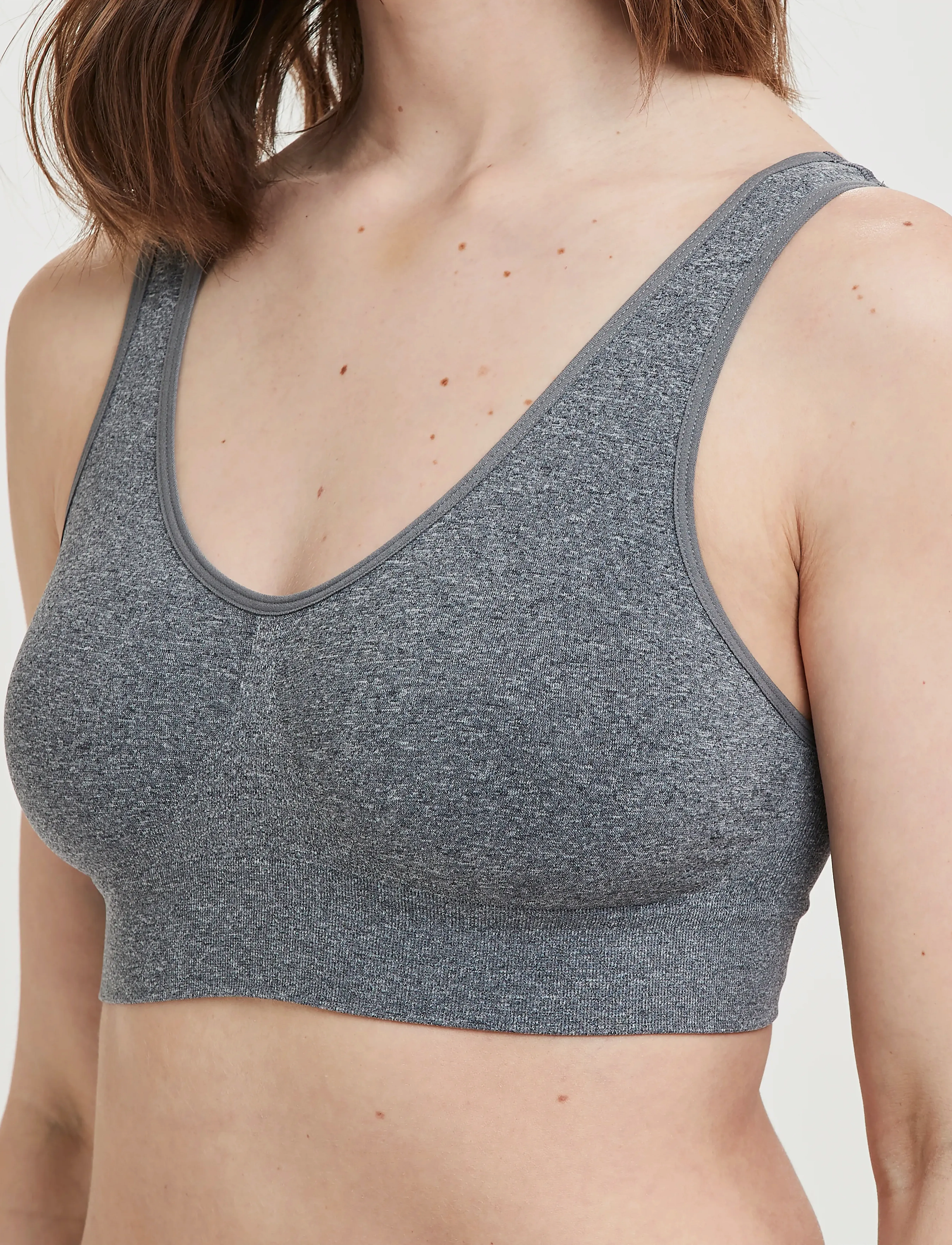 Decoy Bra Top W/Wide Straps, Kvinder, Sømløs BH Top med Brede Stropper, Grå, Str: S