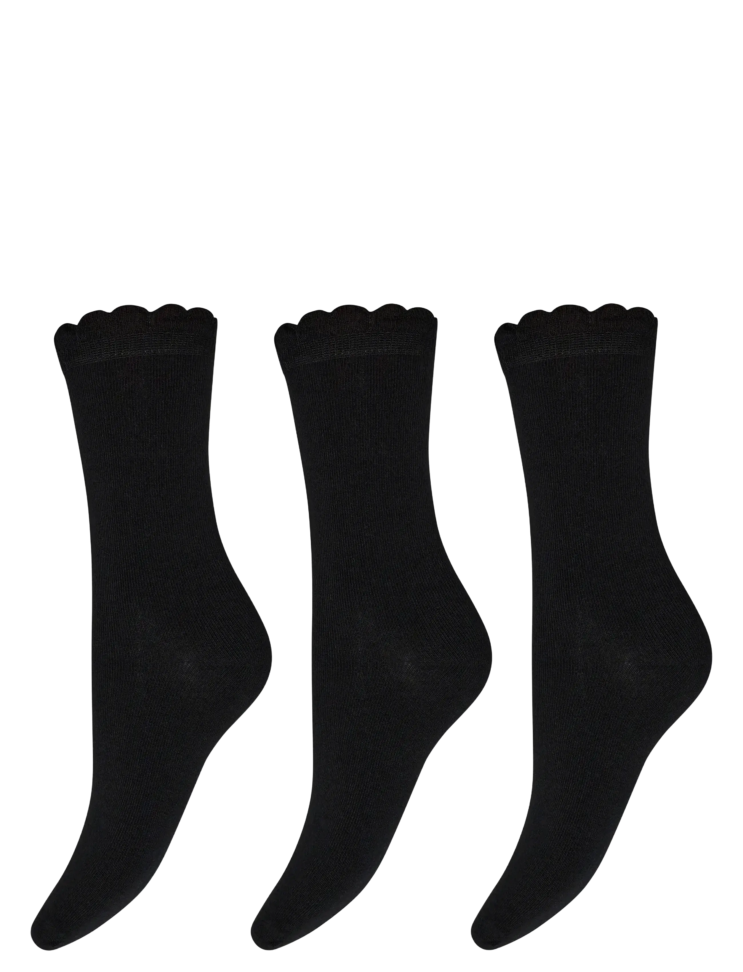 Decoy Ankle W. Pattern 3-Pack, Kvinder, Flæsekant Ankelstrømper, Sort, Str: 37-41