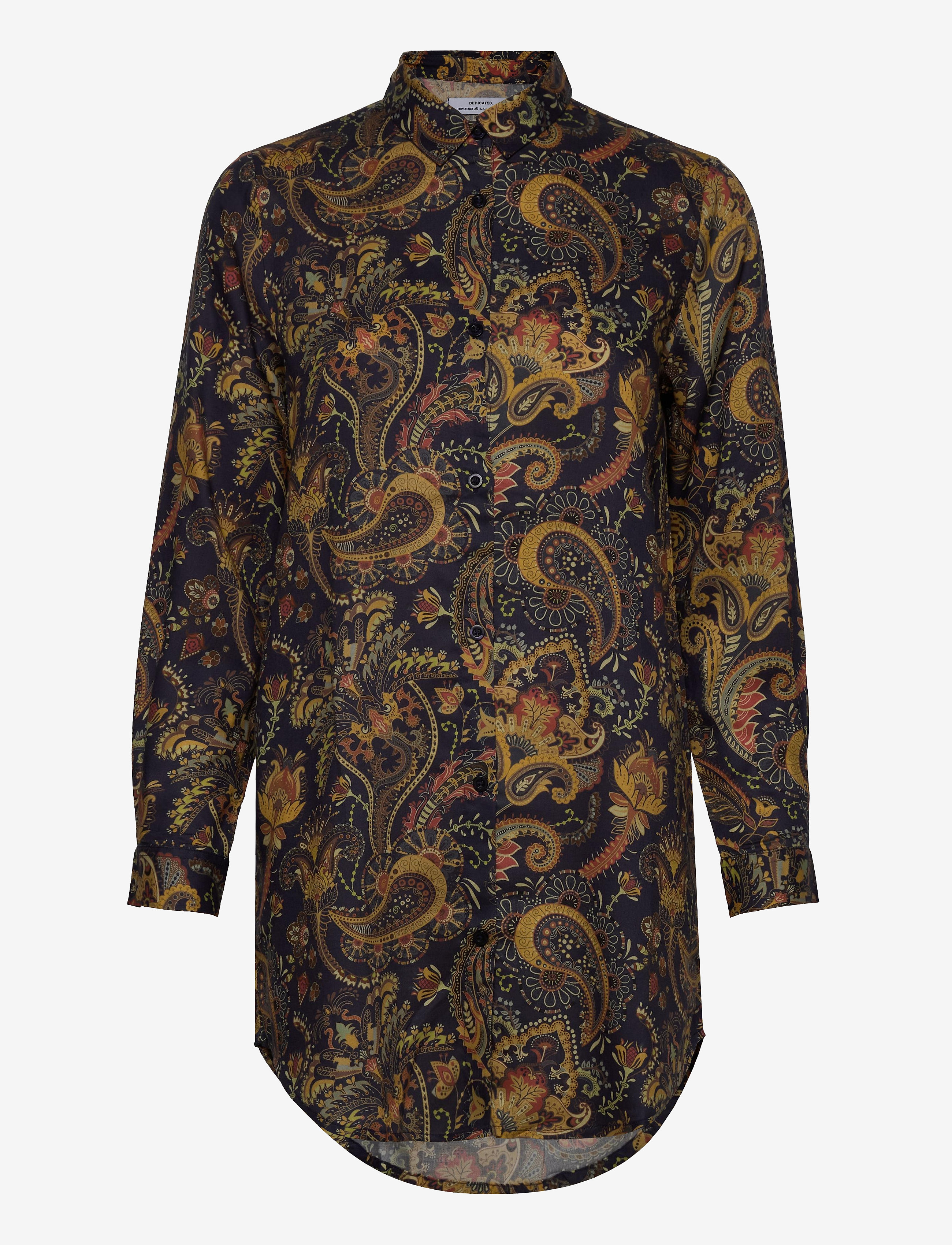 DEDICATED Shirt Fredericia Bold Paisley - Vaatteet - NAVY / blue