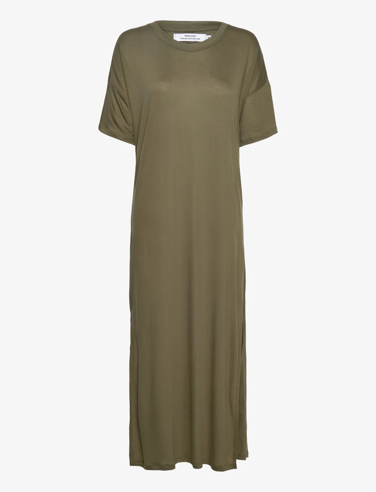 DEDICATED - Long T-shirt Dress Ronneby Leaf Green - maxi dresses - four leaf clover - 0