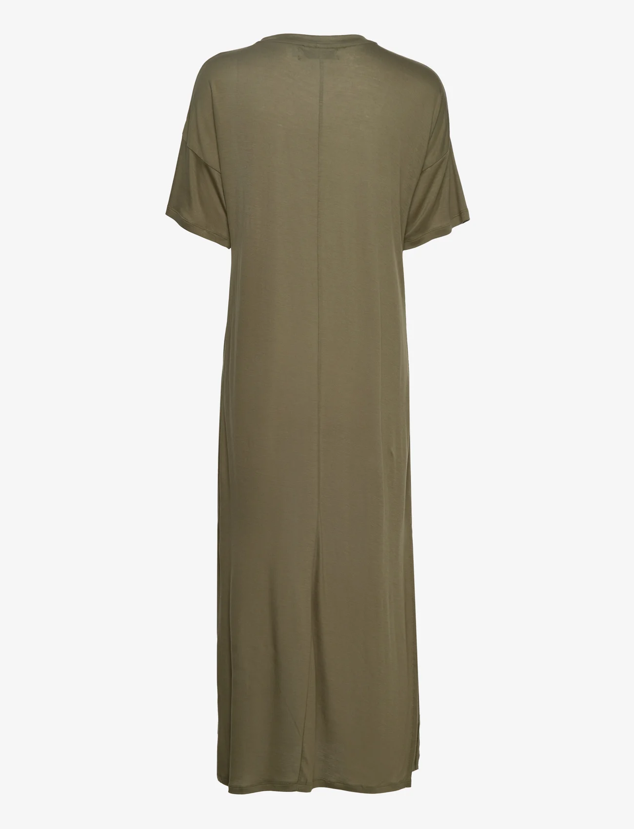 DEDICATED - Long T-shirt Dress Ronneby Leaf Green - sukienki koszulowe - four leaf clover - 1