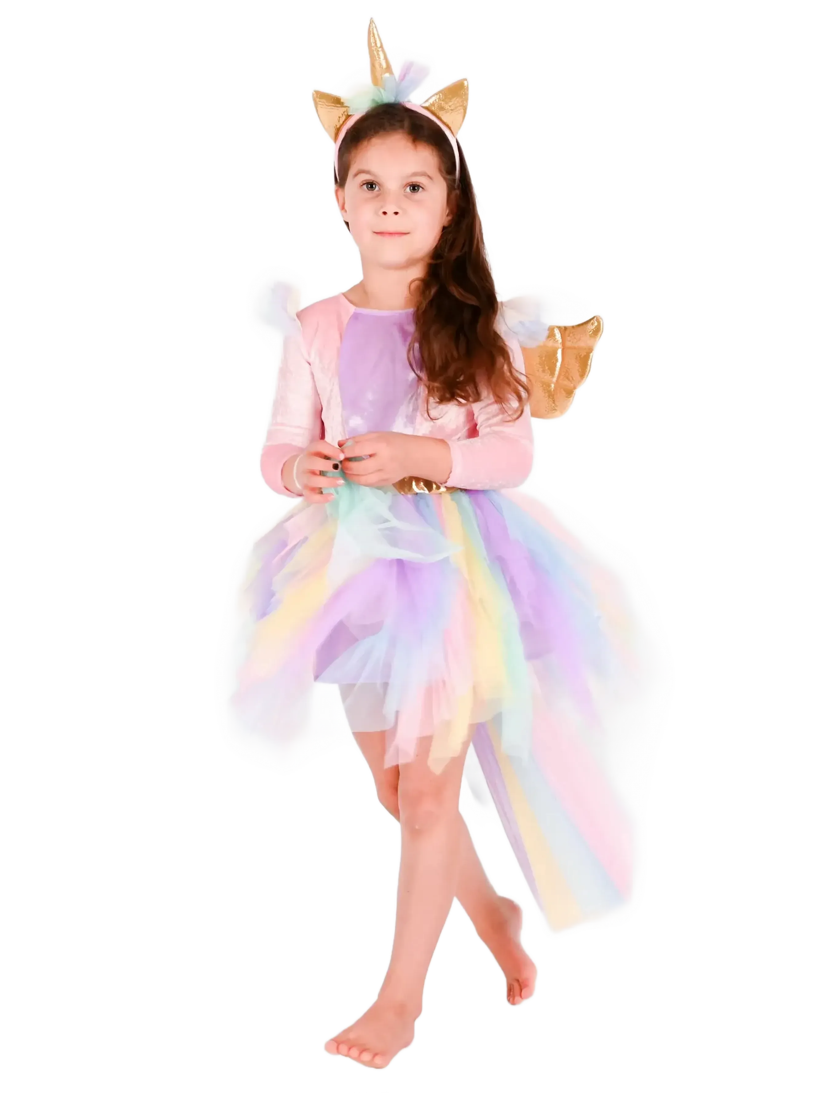 Den goda fen Dress Unicorn W Diadem, 98/104, Pink, Kostumer Og Tilbehør > Karakterkostumer, Børn